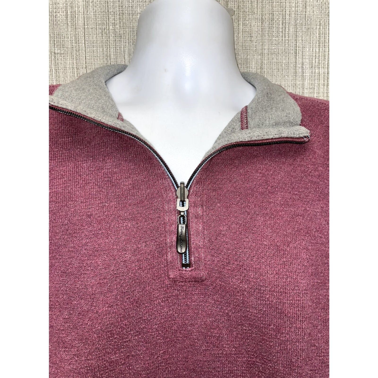 Tommy Bahama Tommy Bahama Half Zip Pullover L Mens 100% Cotton Light Maroon Red Zip Sweater Size US L / EU 52-54 / 3 - 2 Thumbnail