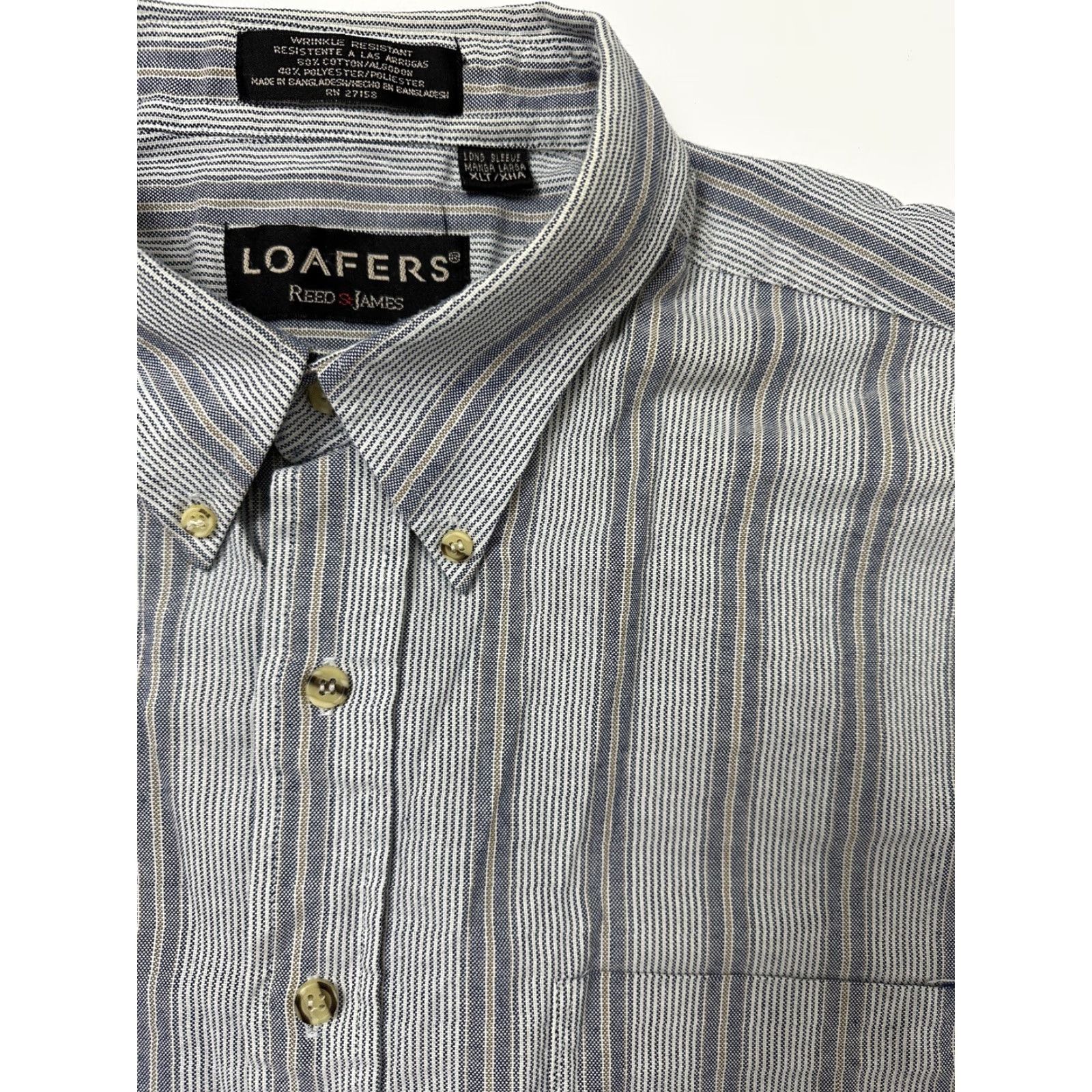 Vintage VINTAGE Reed St. James Oxford Shirt Men XLT TALL Navy Striped Wrinkle-Resistant Button Down Size US XL / EU 56 / 4 - 5 Thumbnail