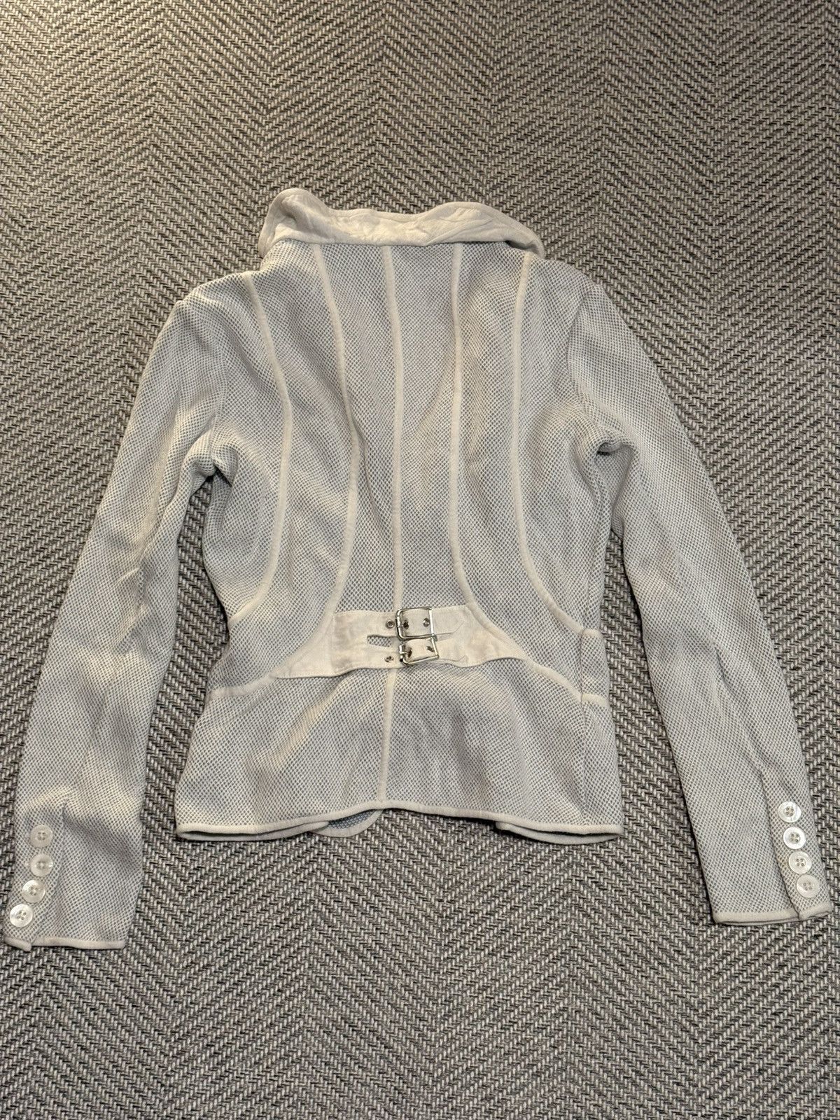 Emporio Armani Armani Light grey–white mesh blazer jacket Size S / US 4 / IT 40 - 4 Thumbnail