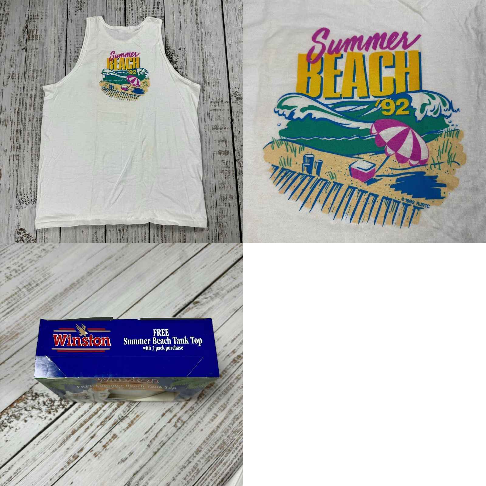 Vintage Vintage 1992 Winston Select Cigarette Tank Top XL Unisex Summer Beach Graphic Tee Cotton NOS Size US XL / EU 56 / 4 - 8 Thumbnail