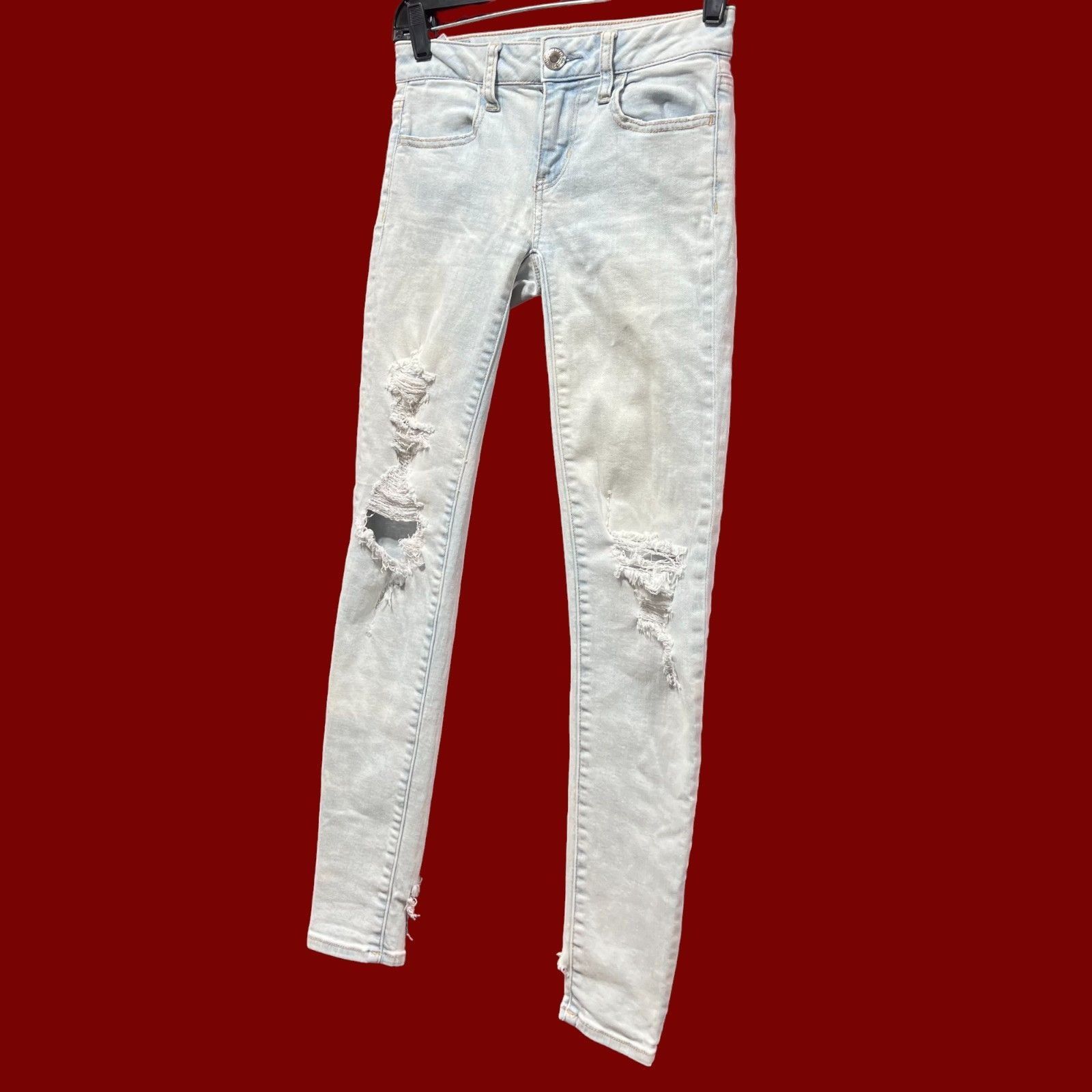 Other American Eagle - Women's Stretch Mid-Rise Skinny Jeans Distr Size 24" / US 00 / IT 34 - 14 Thumbnail