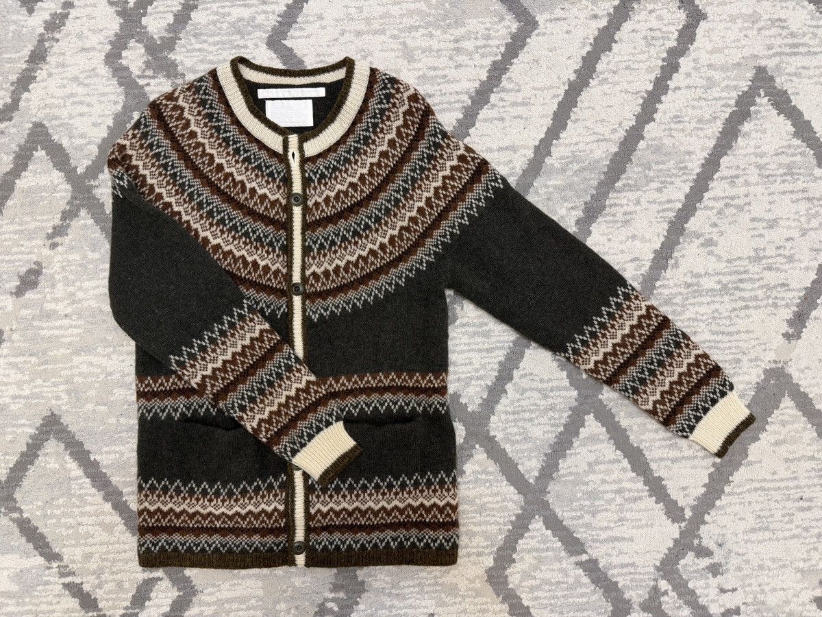 White Mountaineering 100% wool Nordic knit cardigan 2013AW.