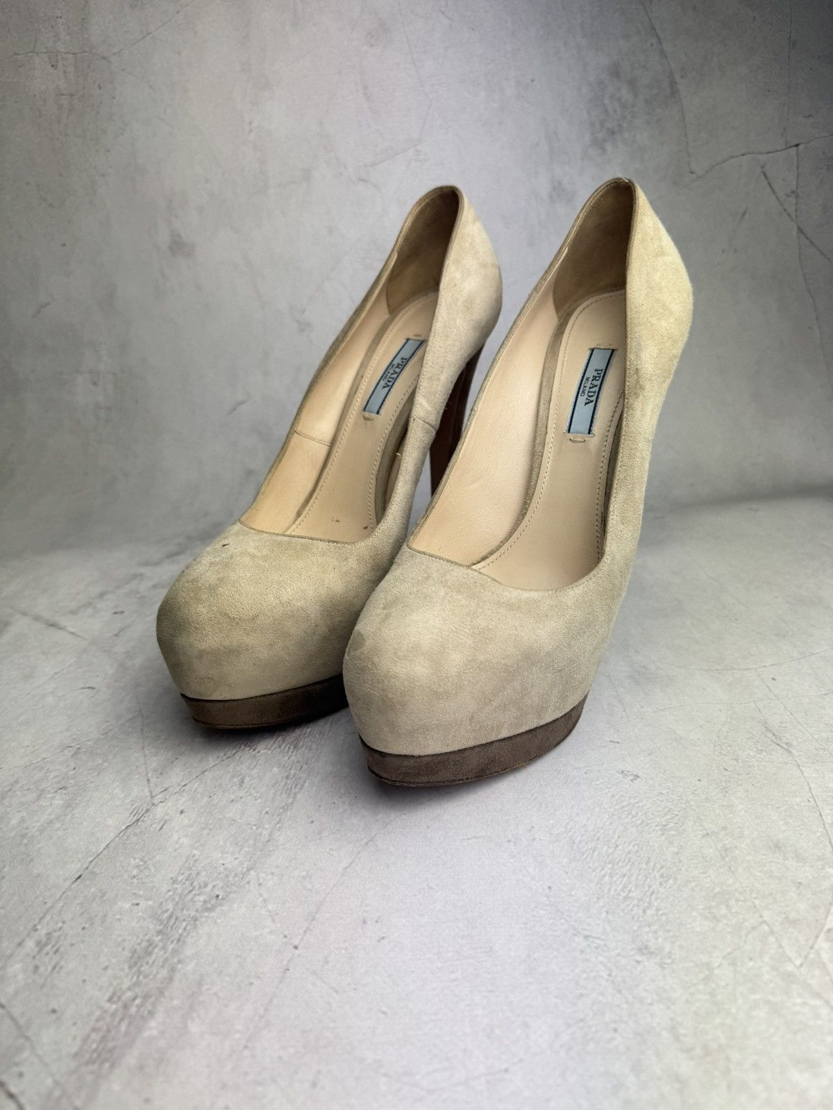 Prada × Vintage Prada Heels Milano Suede Leather Beige Pumps Women’s Size US 11 / IT 41 - 1 Thumbnail