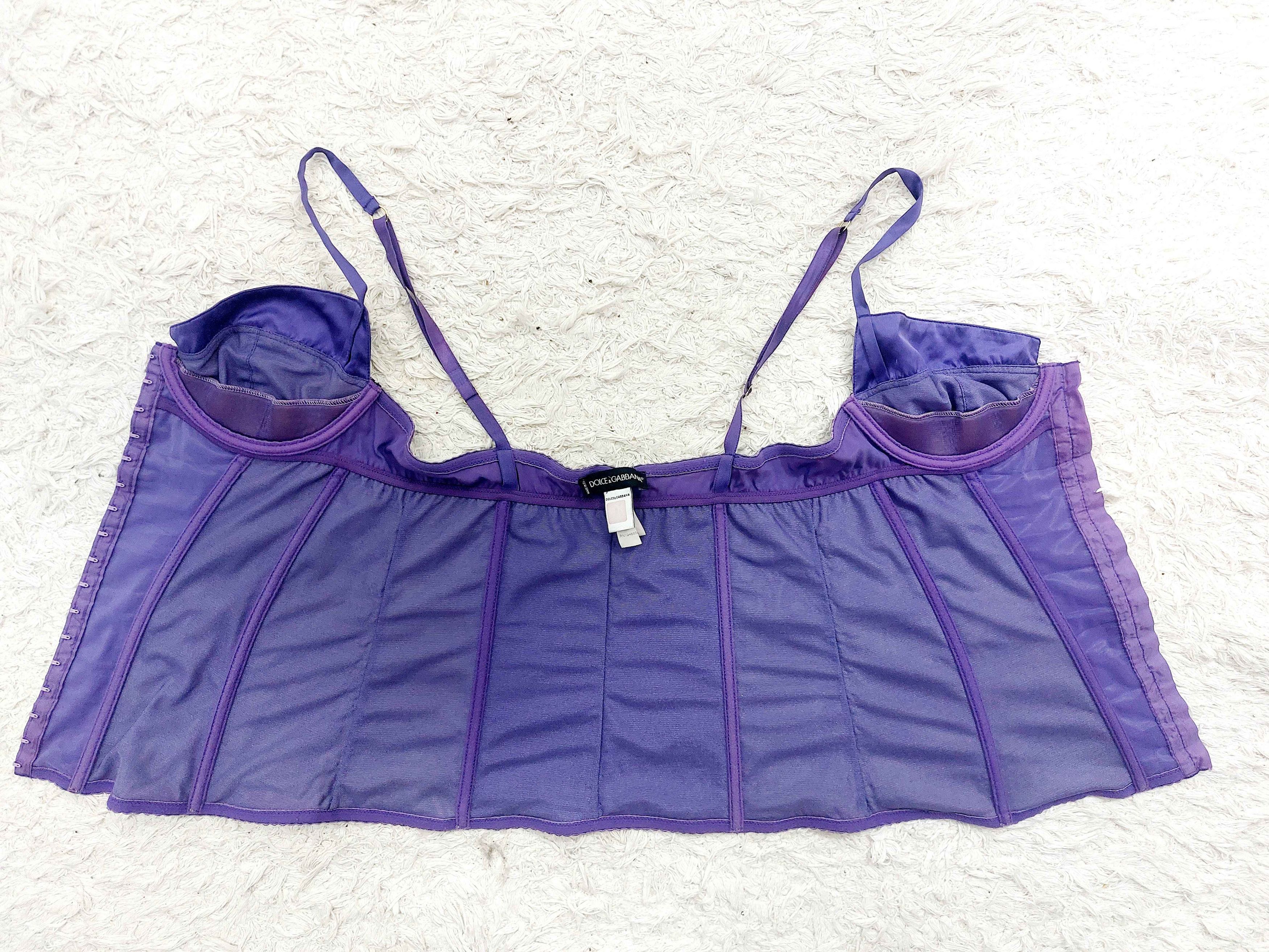 Dolce & Gabbana Dolce and Gabbana D&G Silk Purple Silver Metallic Corset Size L / US 10 / IT 46 - 8 Thumbnail