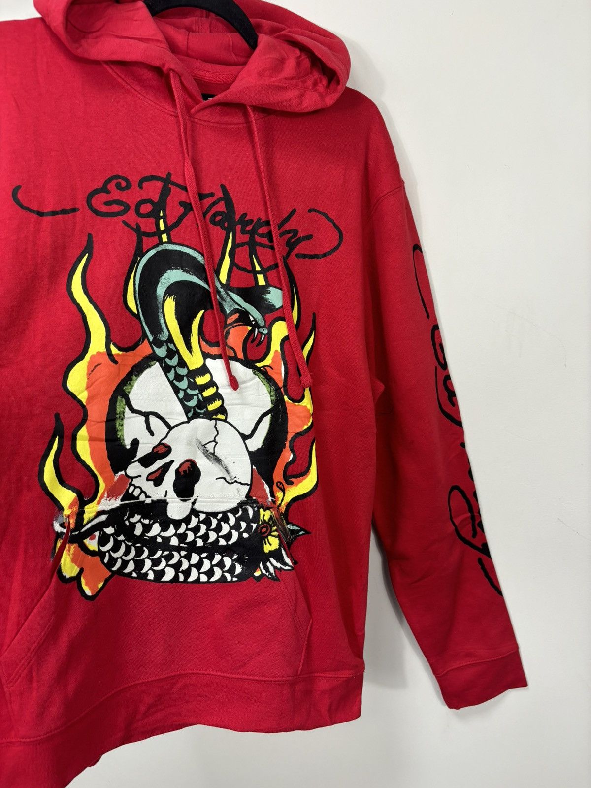 Christian Audigier Ed Hardy Skull In Fire Big Logo Y2K Hype NEW Red Hoodie Size US L / EU 52-54 / 3 - 4 Thumbnail