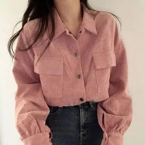 image of Vintage Corduroy Cropped Jacket in Pink, Women's