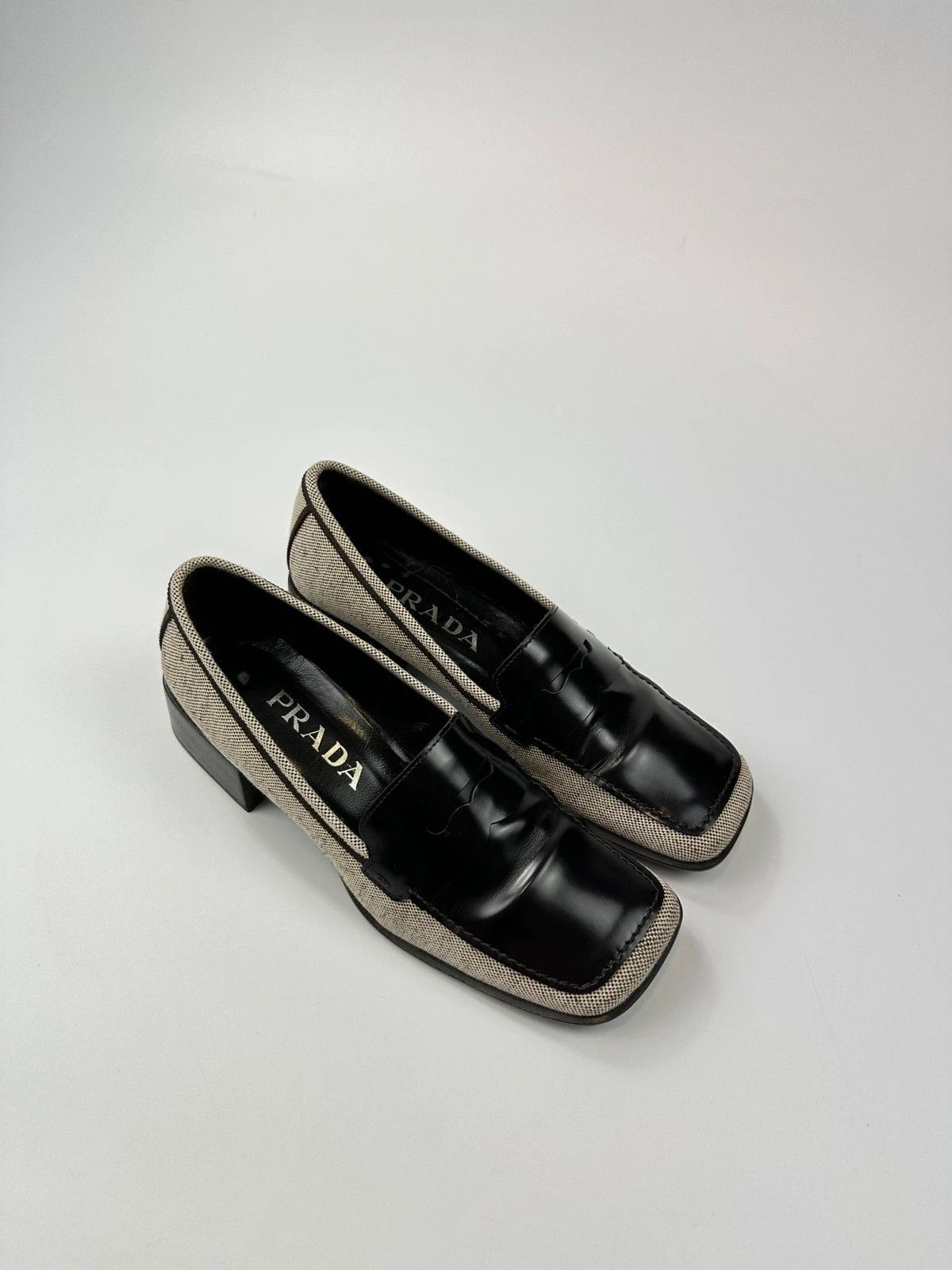 Prada Prada Milano SS1999 Linen & Leather Grey & Black Loafer Size US 9 / IT 39 - 2 Thumbnail