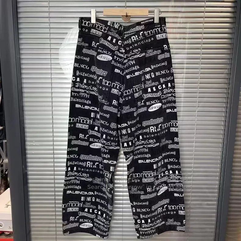 Balenciaga Balenciaga size S Logo Printed Denim Pants Size US 27 - 2 Thumbnail