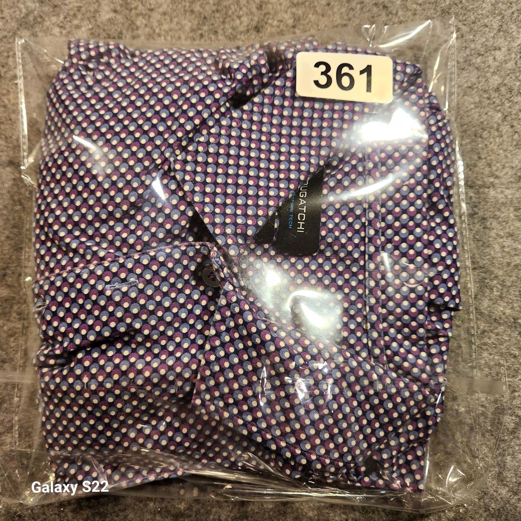 BUGATCHI Bugatchi Polo Shirt Mens XL Plum OoohCotton Tech 8-Way Stretch Dot Print Golf Size US XL / EU 56 / 4 - 8 Thumbnail