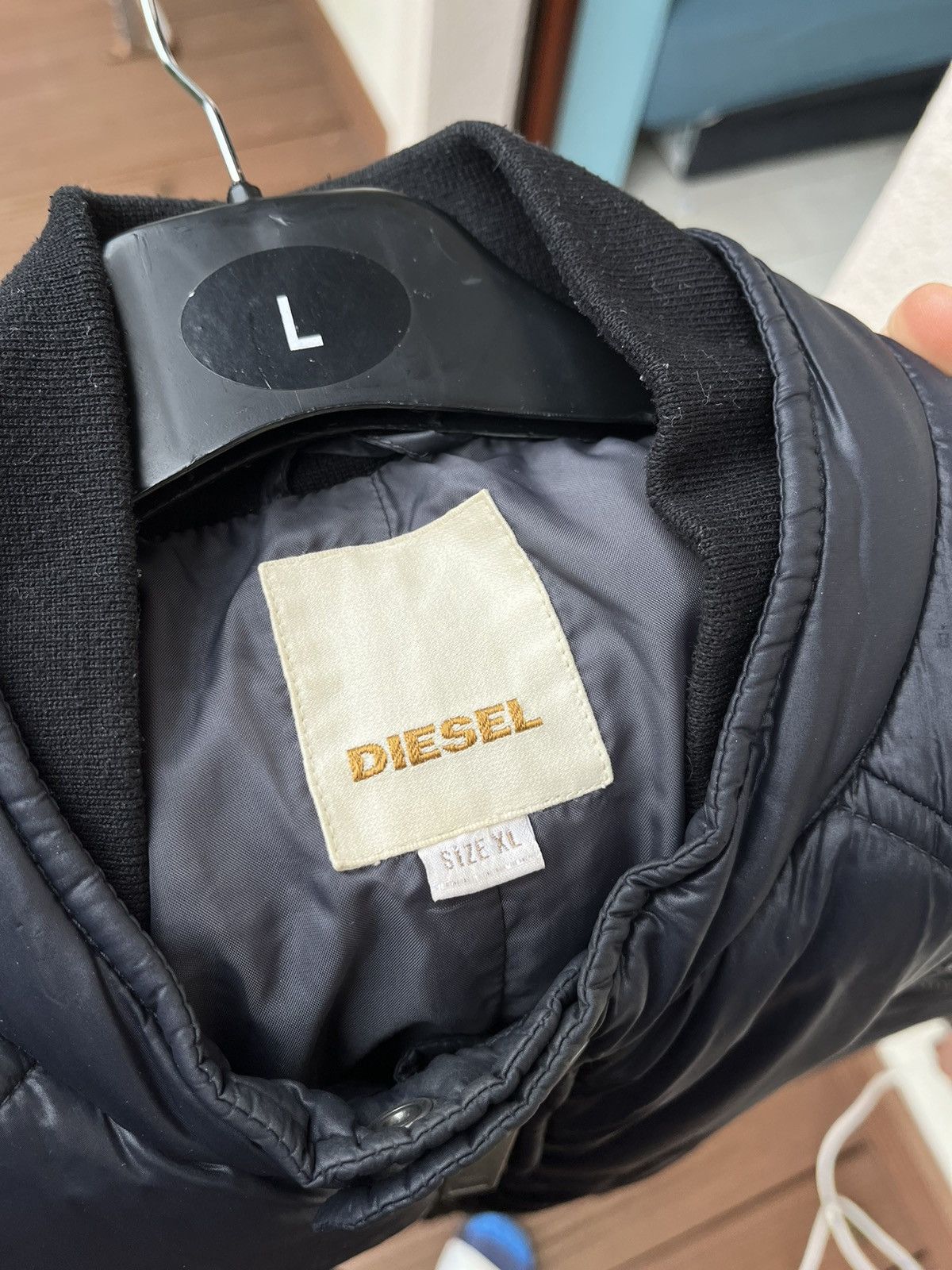 Vintage Diesel Chain Glam 78 Biker Puffer Zip Jacket opium