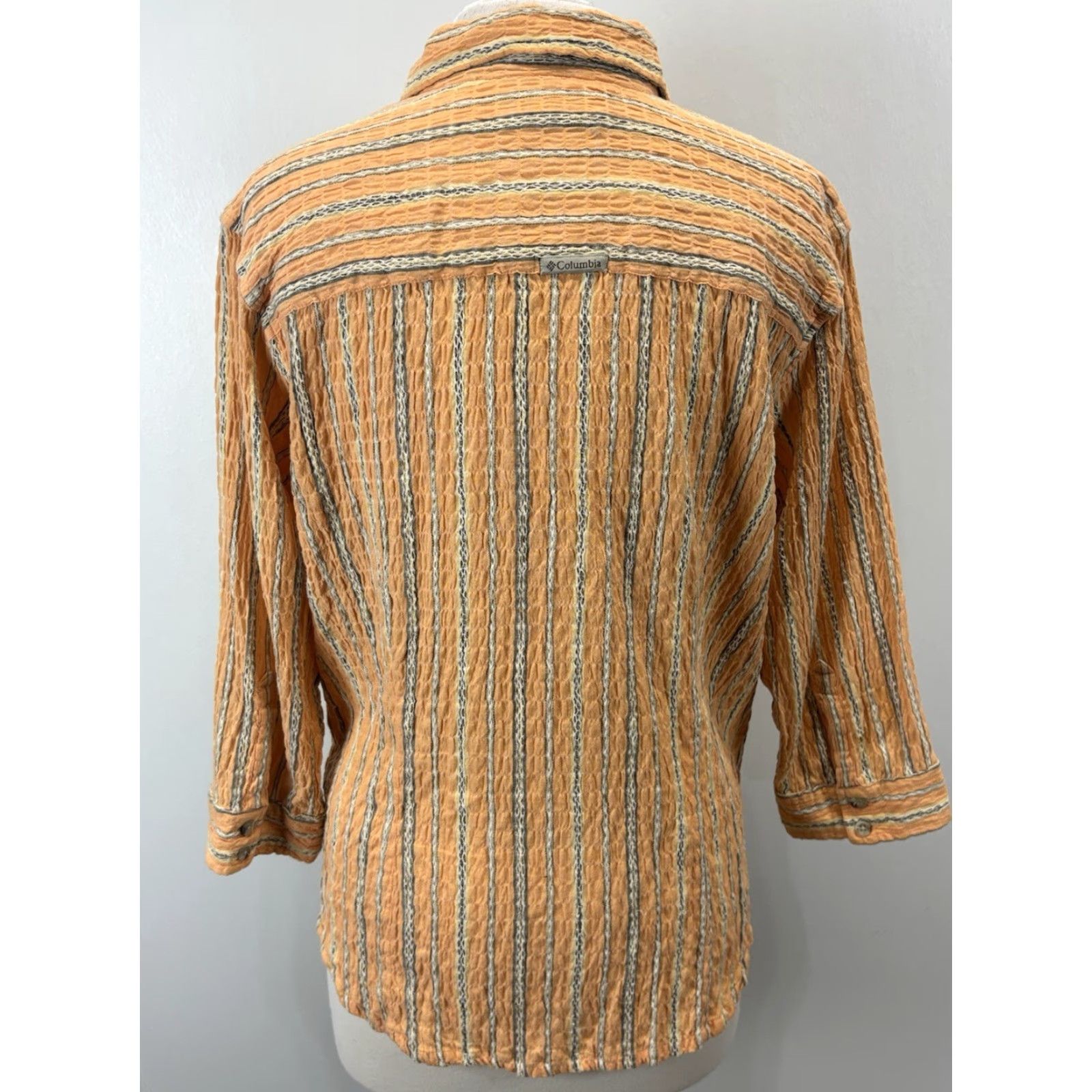 X-LARGE Columbia Crinkle Button Up Shirt Sz X-Large Women’s Striped Gauze Hiking Outdoor Size XL / US 12-14 / IT 48-50 - 3 Thumbnail