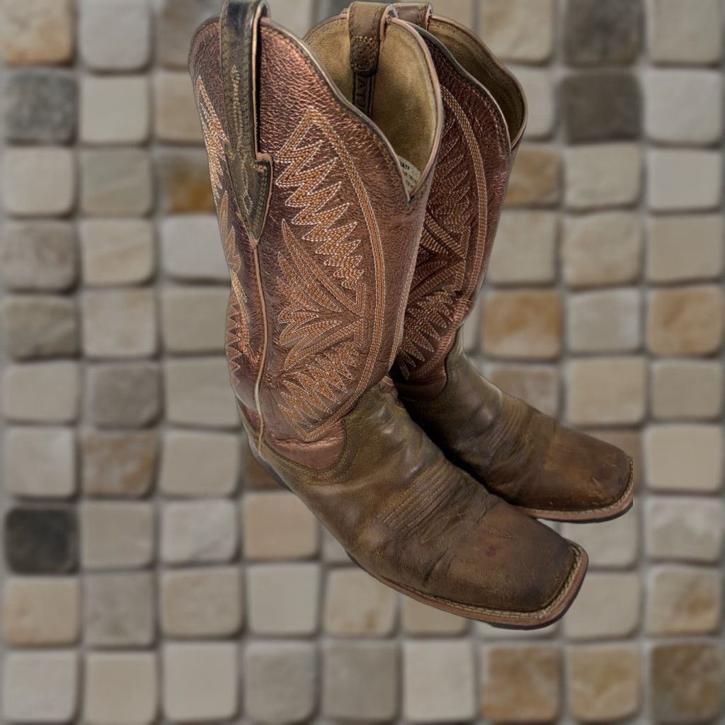 Ariat Ariat Ruidoso Round Up Boot Western Women Size 8.5 B Pearlburnished Chestnut Leather Boots Size US 9 / IT 39 - 1 Thumbnail