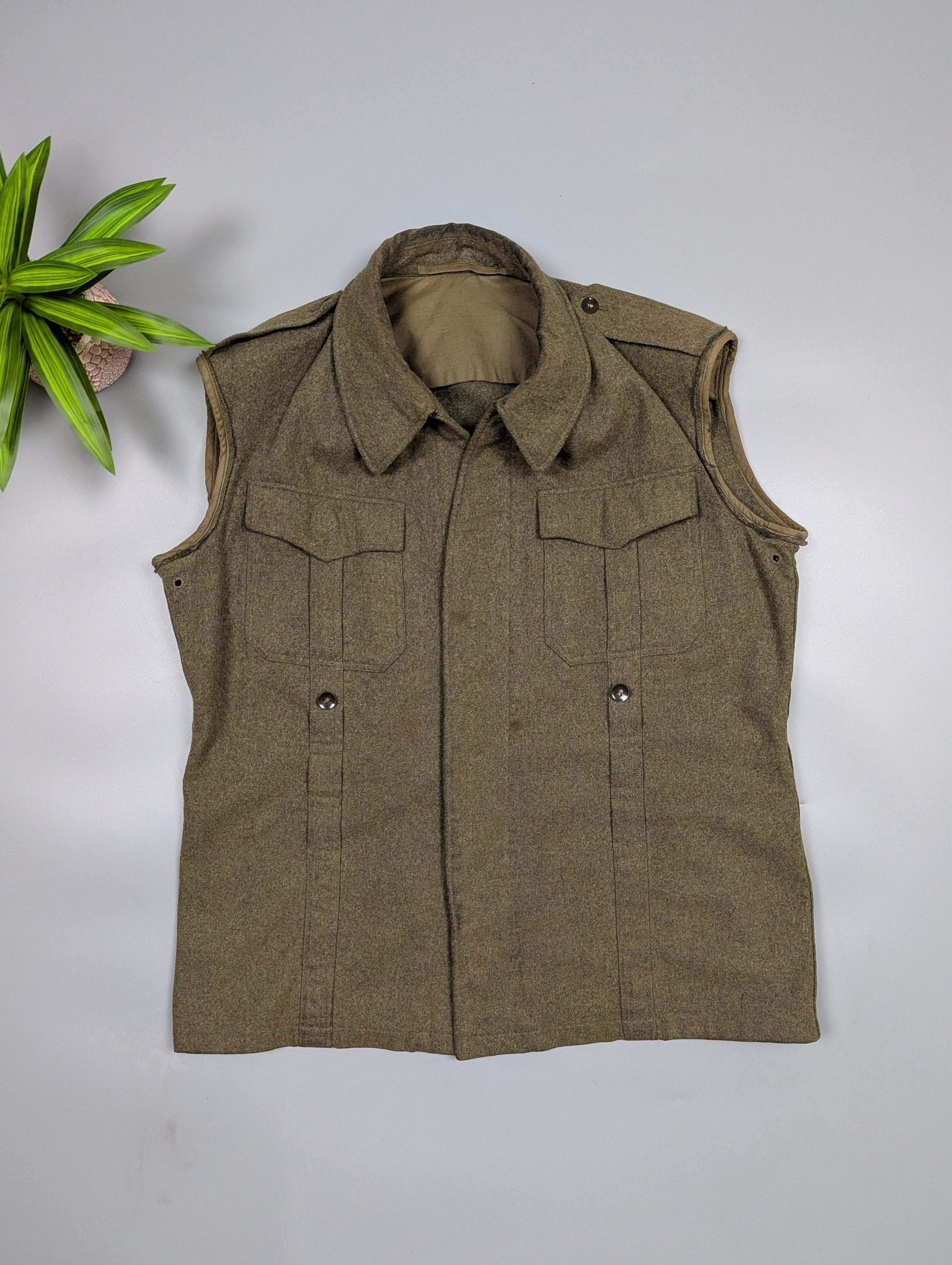 VTG 1960 Military German Wool Army Vest / Sleeveless Jacket