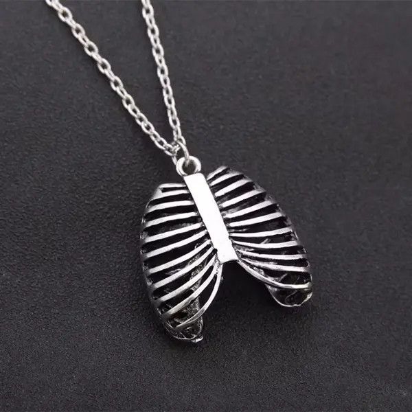 Japanese Brand Antique Skeleton Ribs Rib Cage Goth Necklace emo skull Size ONE SIZE - 4 Thumbnail