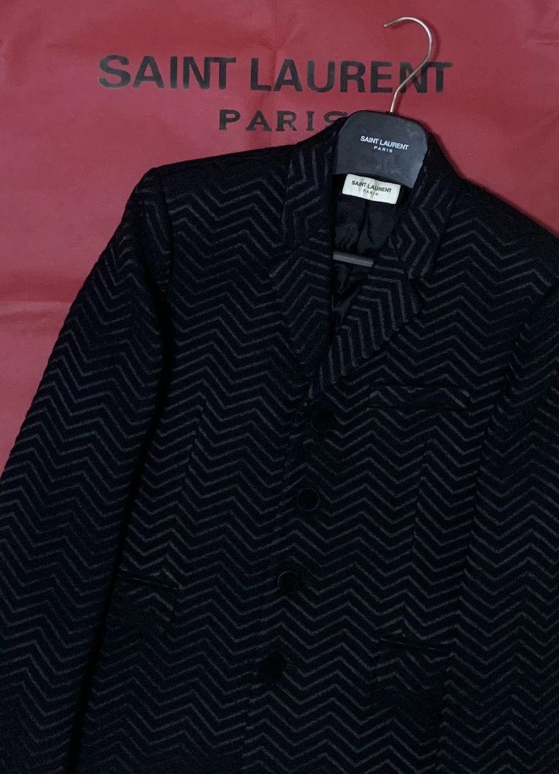 Yves Saint Laurent Saint Laruent 19fw runway black dark grain four-button floc Size 46R - 7 Thumbnail