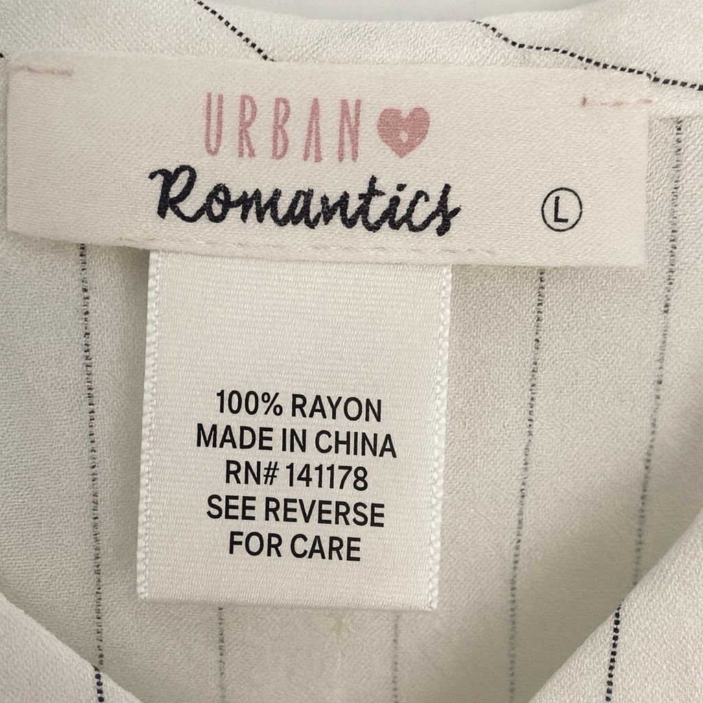 Other Urban Romantics White Striped Button-Front Tank Top | Size L Size L / US 10 / IT 46 - 4 Thumbnail