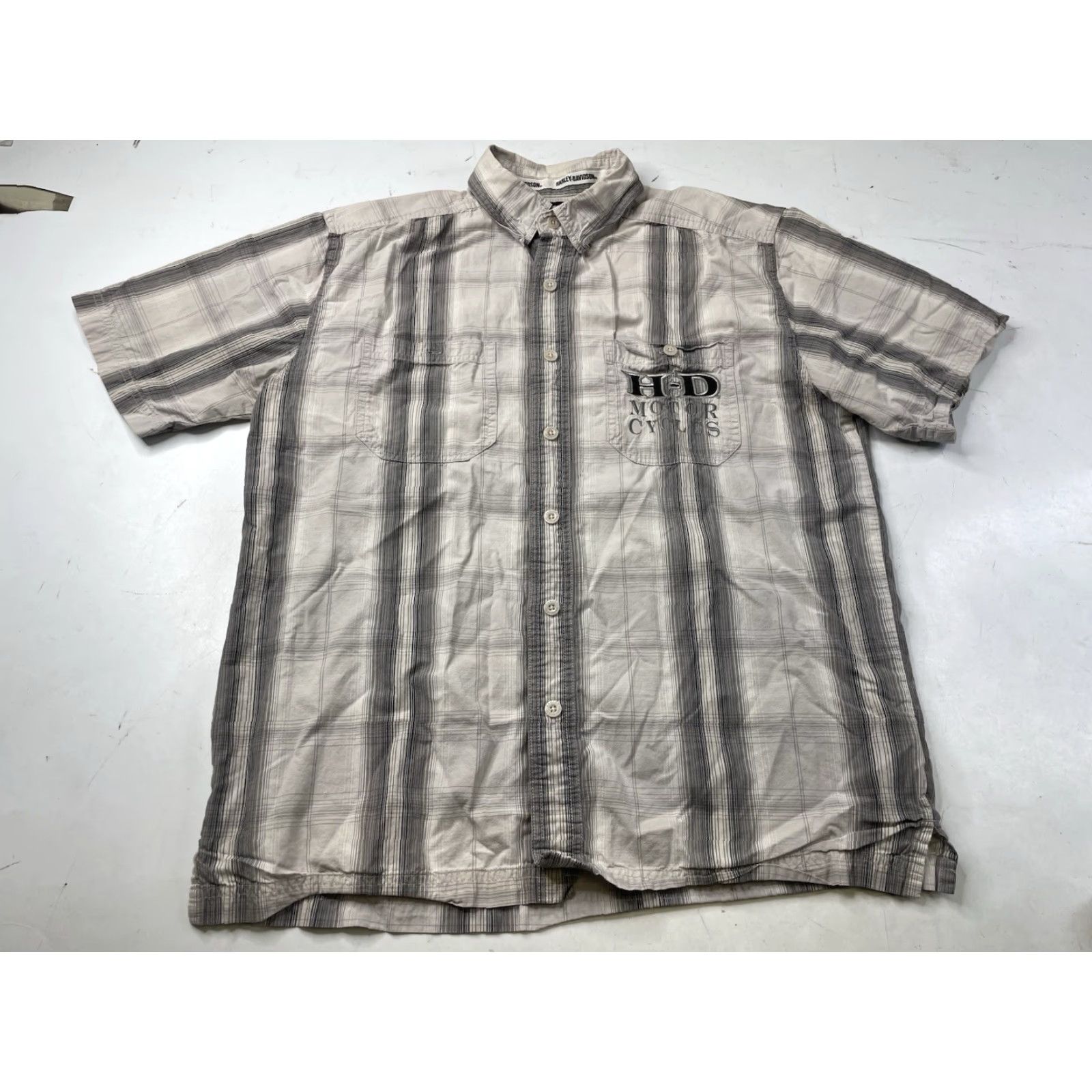 Harley Davidson Harley-Davidson Shirt Mens M Gray Plaid Button-Up Snap Short Sleeve Casual Outdoor Classic Size US M / EU 48-50 / 2 - 2 Thumbnail
