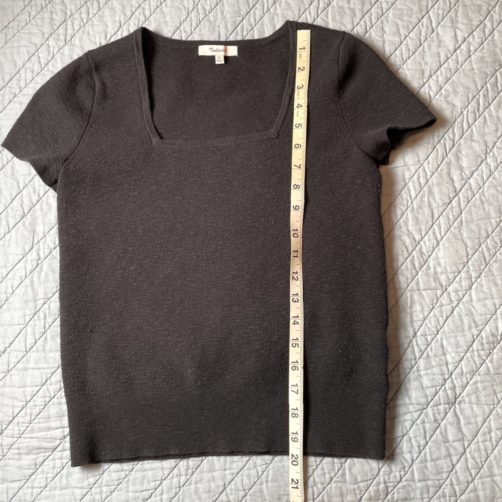 Madewell Madewell Tee Women’s XS Black Short Sleeve Square Neck Crop Top Casual Size XS / US 0-2 / IT 36-38 - 7 Thumbnail