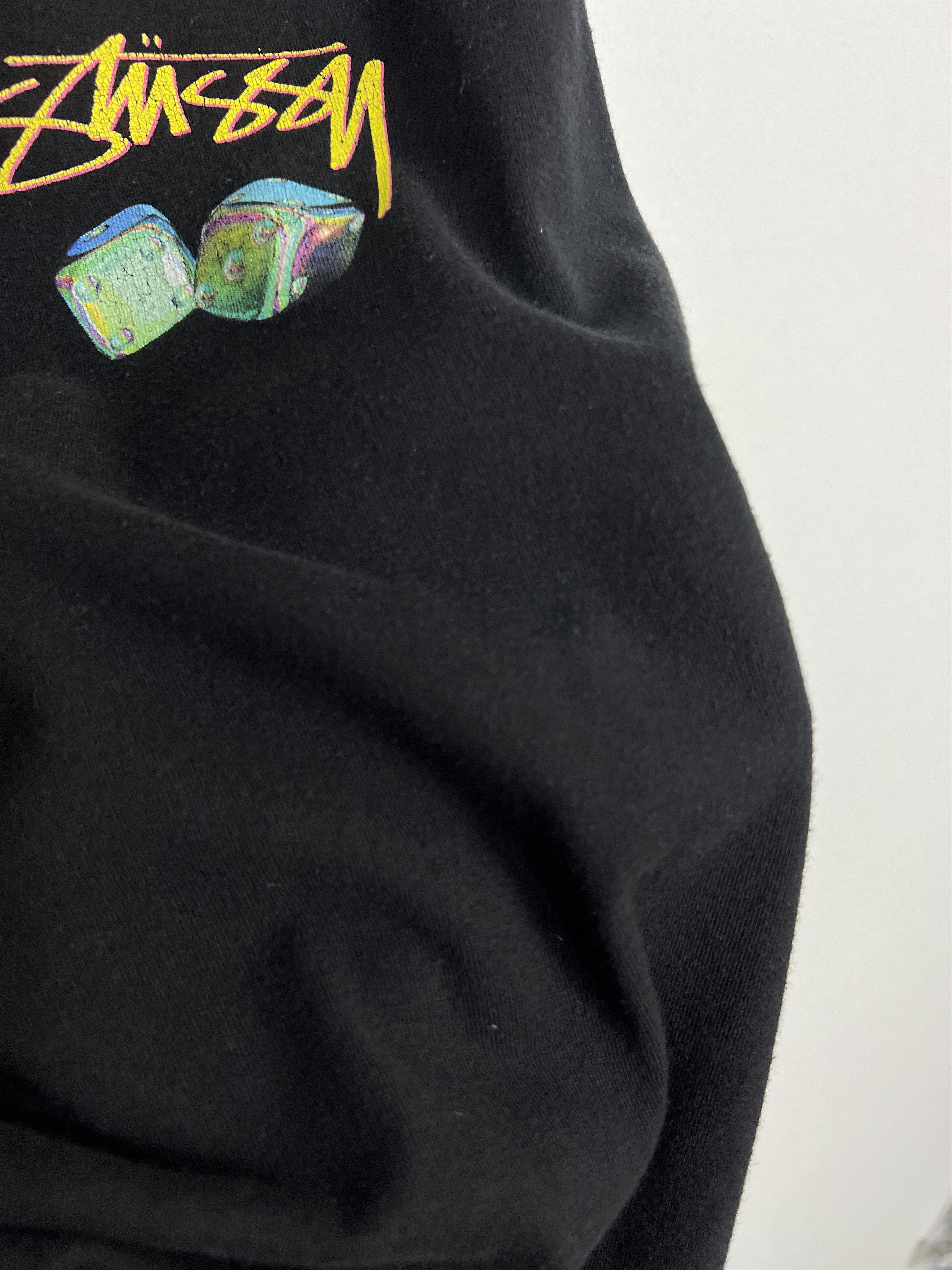 Vintage Vintage Stussy Iridescent Dice Tee Over Print Big Logo Shirt Size US XL / EU 56 / 4 - 6 Thumbnail