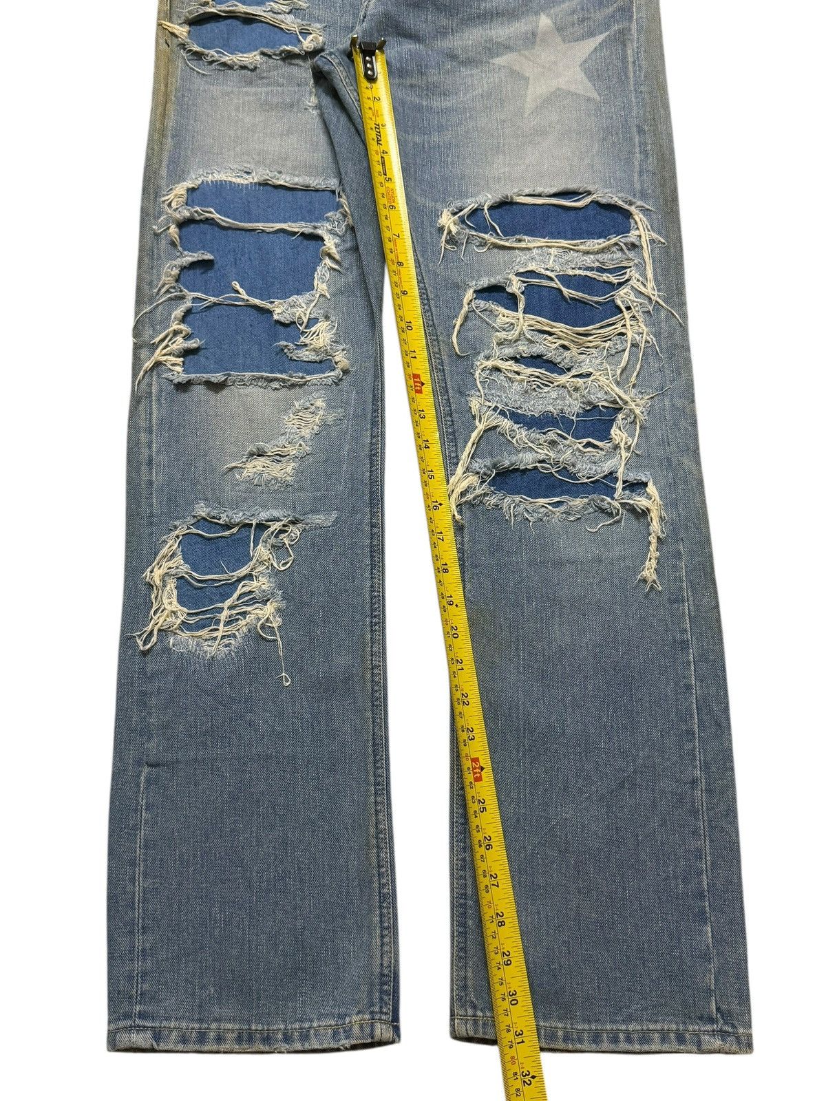 Lee Vintage 90s Lee Star Club Heavy Distressed Grunge Skull Logo Size US 31 - 11 Thumbnail