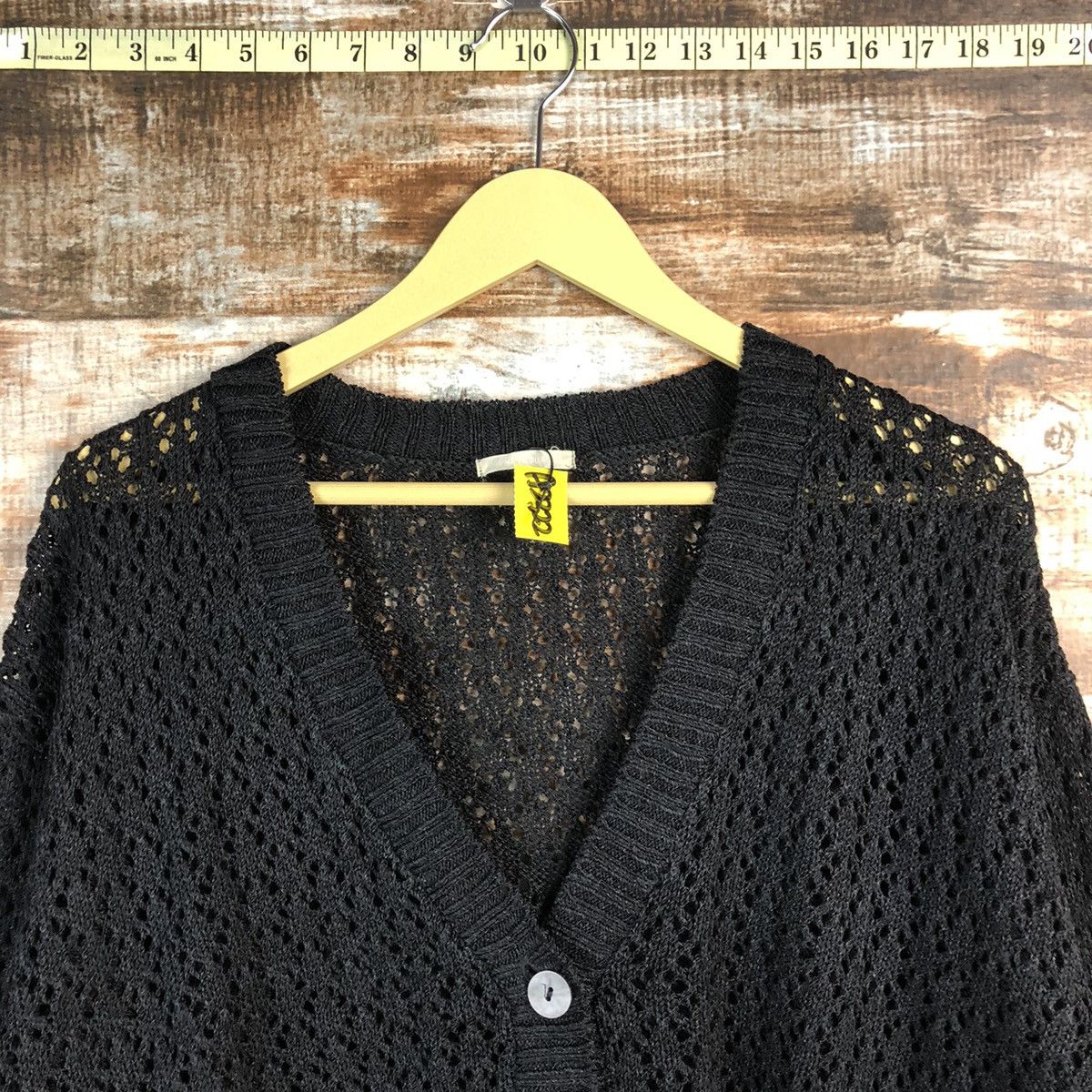 Comme Ca Ism Comme ca Du Mode Black crochet Cardigan Knitwear #A2322 Size US L / EU 52-54 / 3 - 4 Thumbnail
