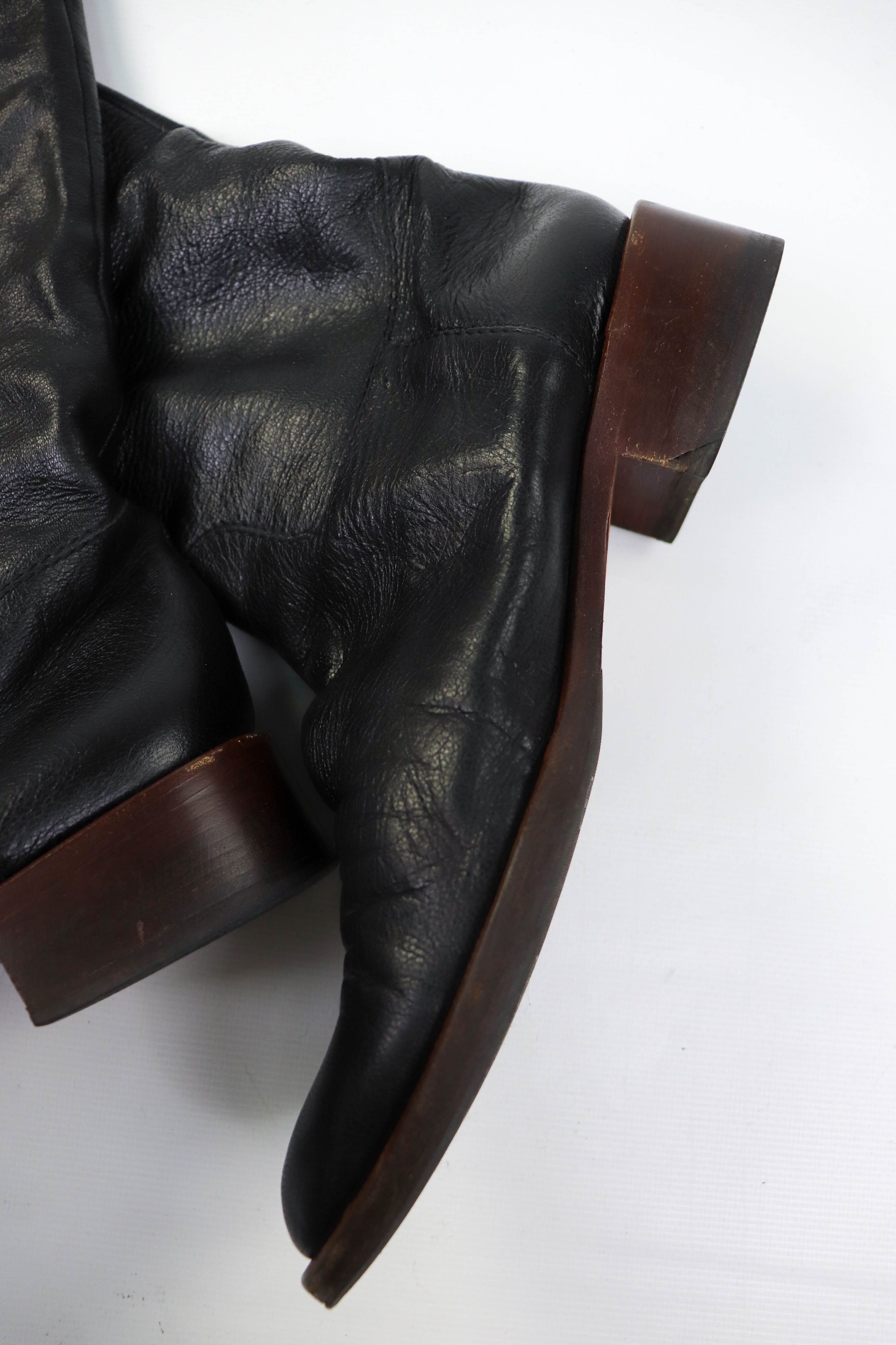 Etro Vintage ETRO Two Tone Green Leather Knee Length Riding Boots Size US 8.5 / IT 38.5 - 16 Thumbnail