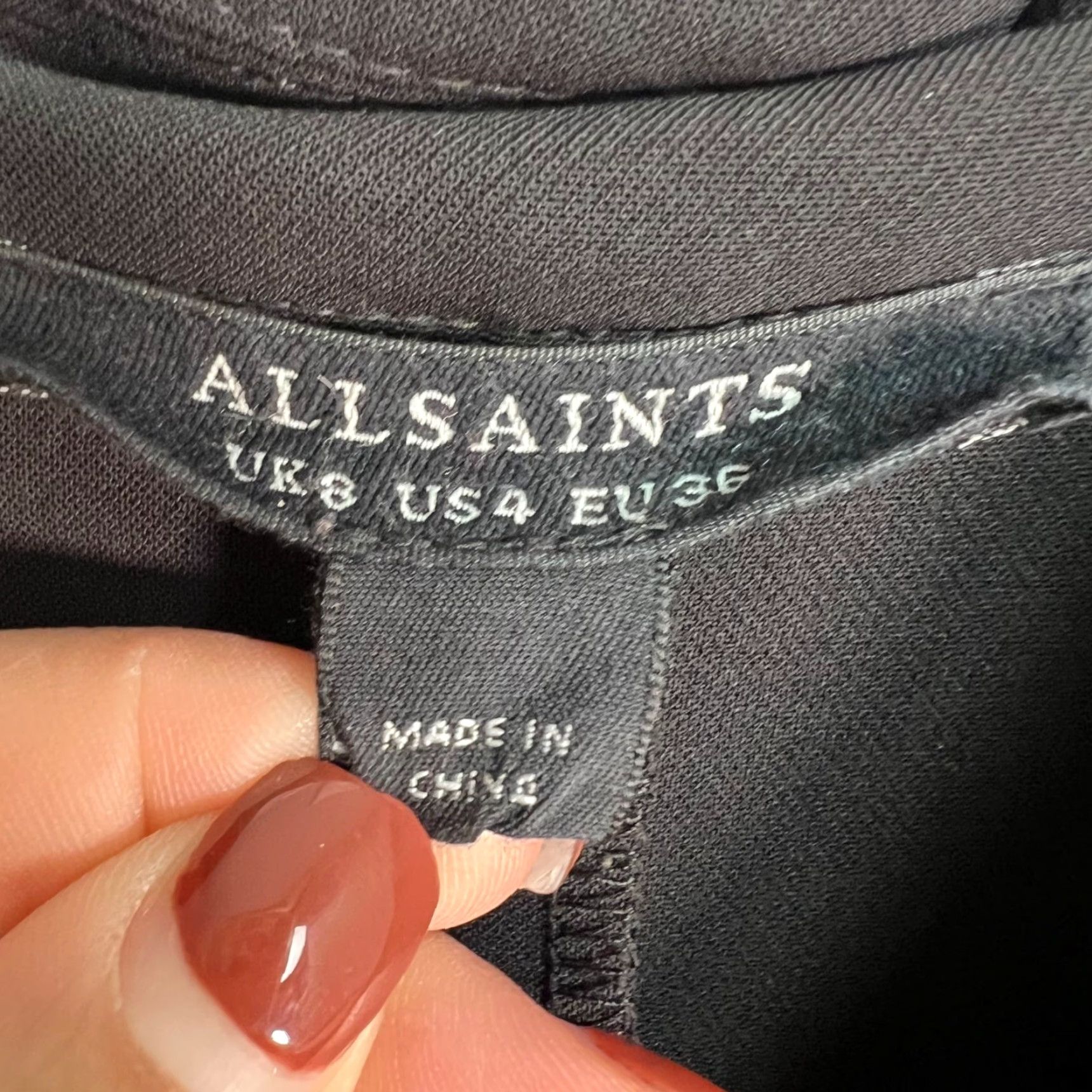 Allsaints VINTAGE AllSaints Black Utility Jumpsuit Womens Size 4 Elastic Waist Polyester Blend JumpSuit Women 4 Black Size 27" / US 4 / IT 40 - 3 Thumbnail
