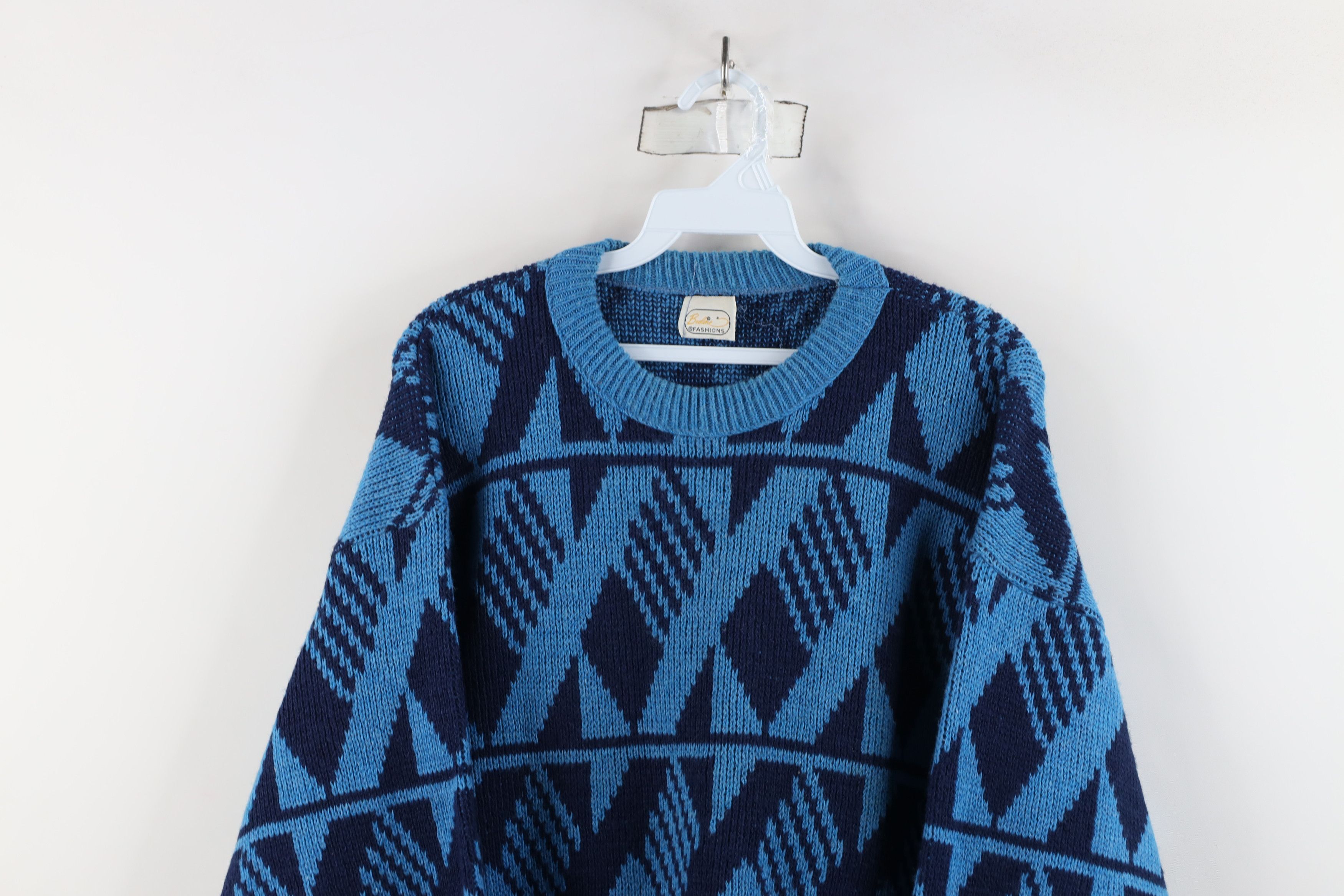 Vintage Vintage 90s Streetwear Knit Geometric Crewneck Sweater Size US M / EU 48-50 / 2 - 2 Thumbnail