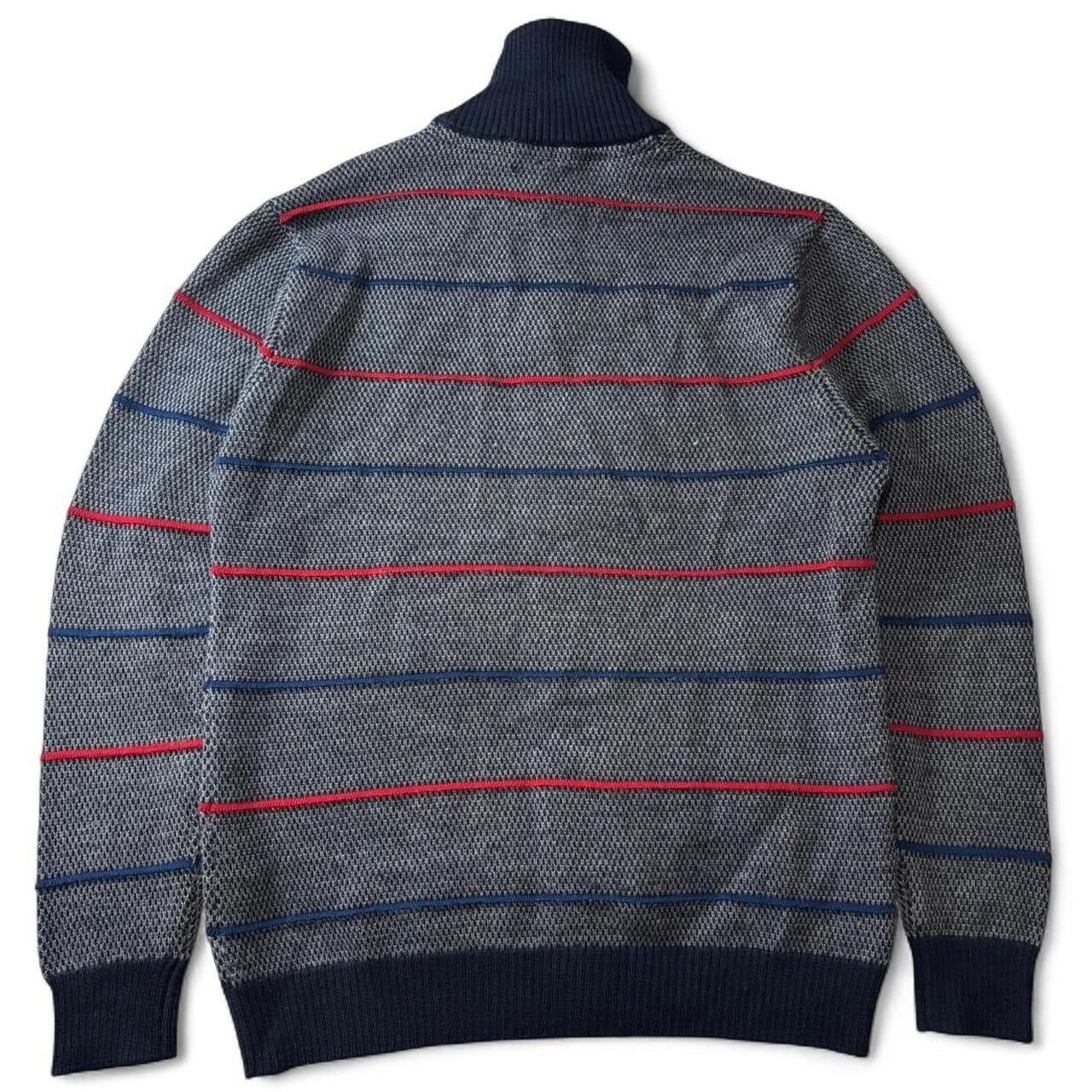 Vintage Vintage Grey Navy Striped Wool Blend Quarter-Zip Sweater - L Size US L / EU 52-54 / 3 - 7 Thumbnail