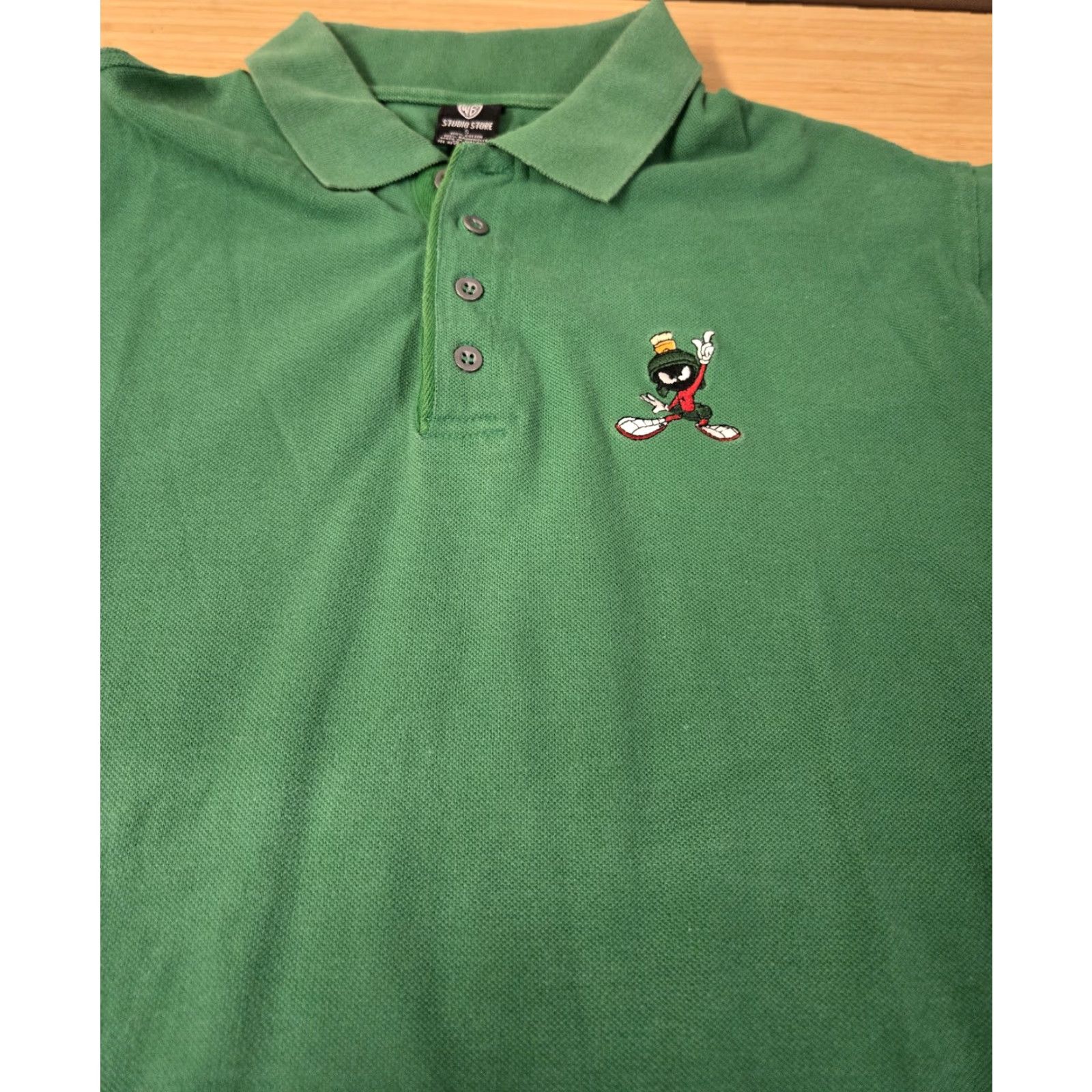 Vintage VINTAGE Warner Bros Studio Store Polo Shirt Mens Small Green Marvin Martian Looney Tunes Size US S / EU 44-46 / 1 - 2 Thumbnail