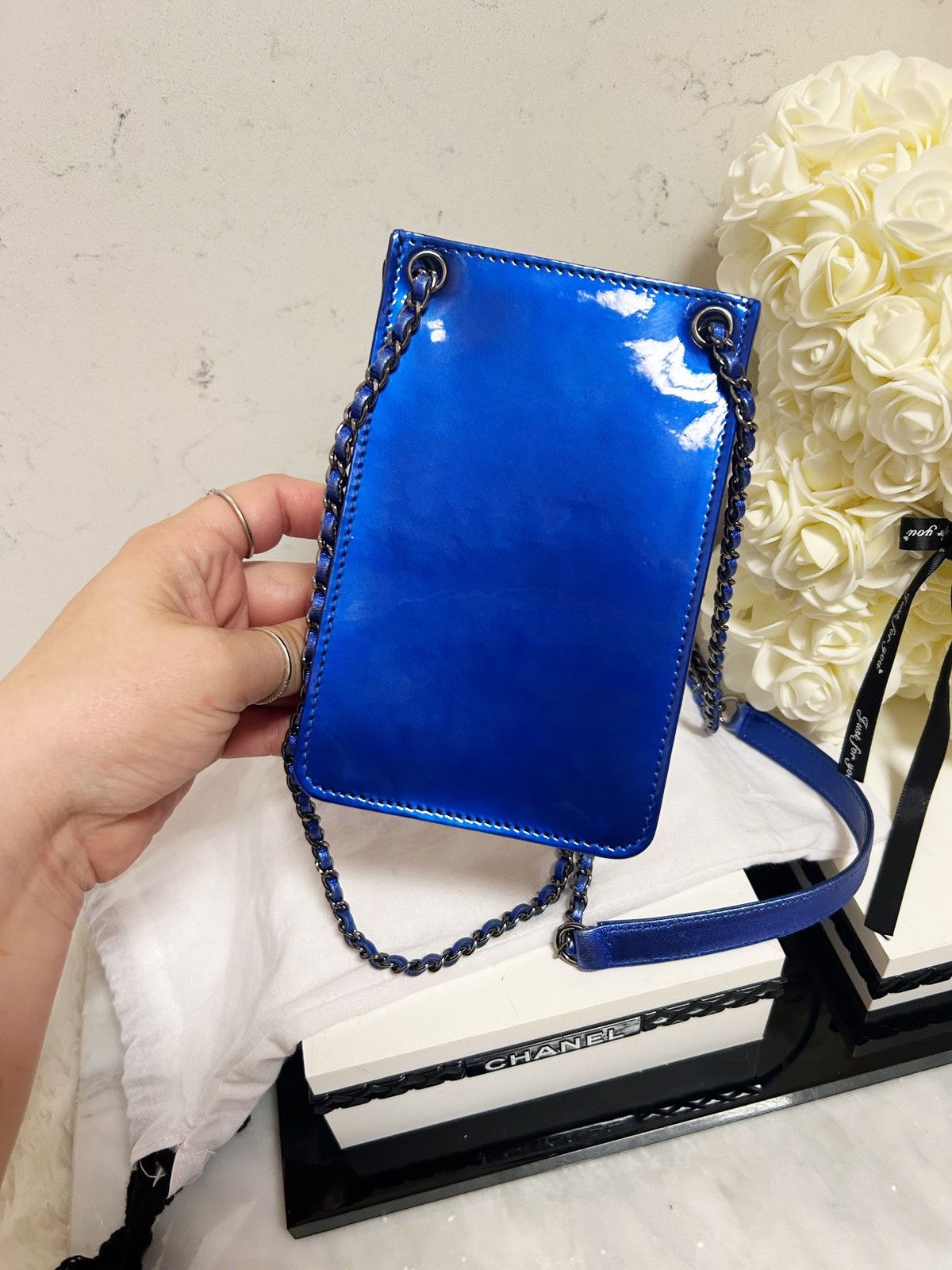 Chanel Authentic Chanel RARE Electric Blue Patent WOC Crossbody Bag Size ONE SIZE - 9 Thumbnail