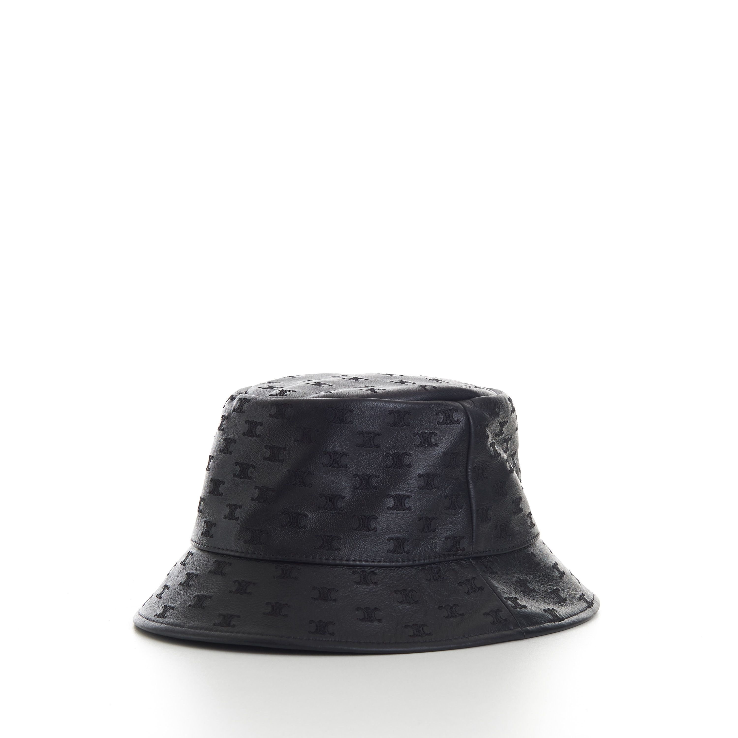 Celine Black Leather Bucket Hat - Mini Triomphe Embroidery Size ONE SIZE - 2 Thumbnail