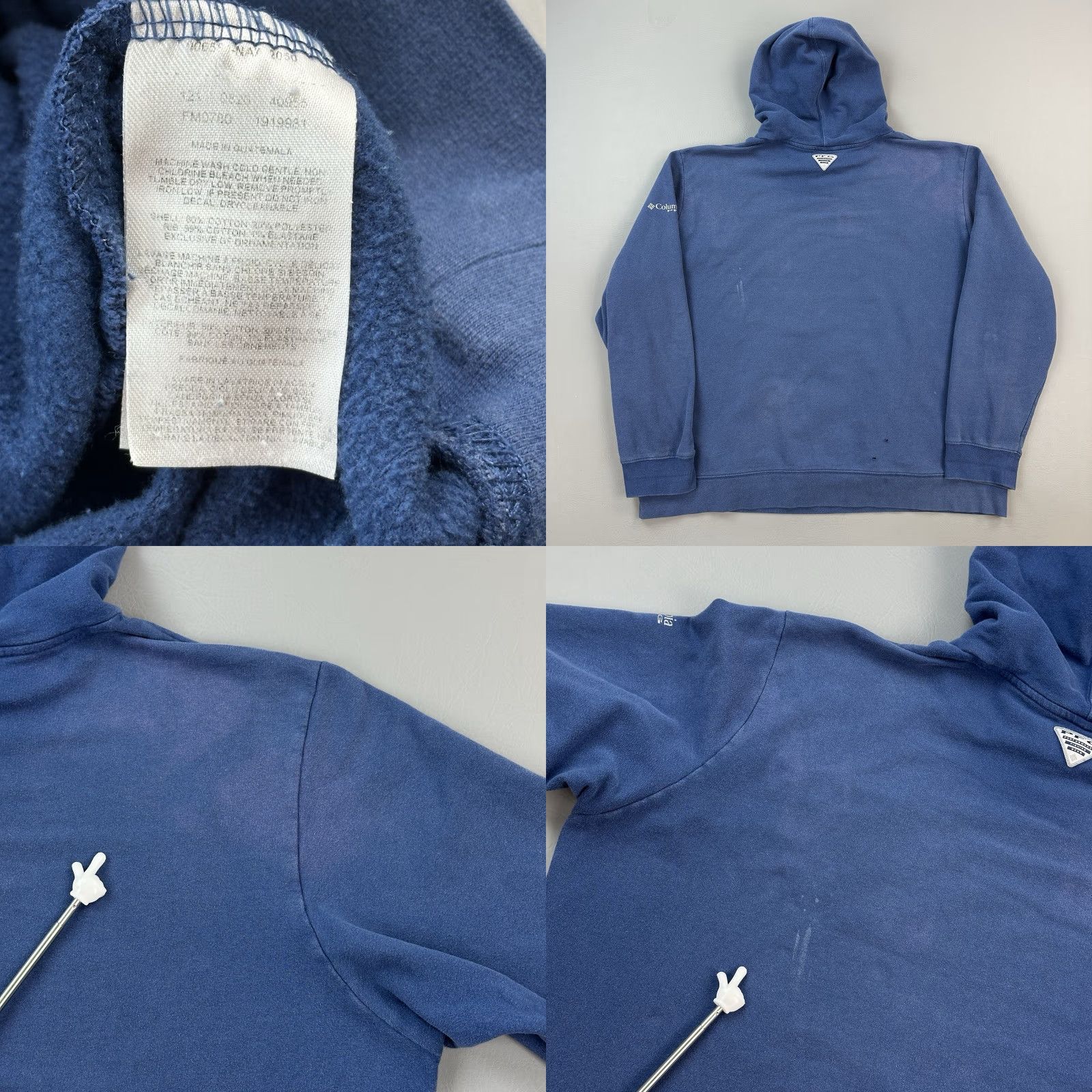 Vintage Columbia PFG Hoodie Mens 2XL Blue USA Fish Flag Pullover Outdoor Hiking Fishing Hooded Pockets Regular Fit Shirt Size US XXL / EU 58 / 5 - 8 Thumbnail