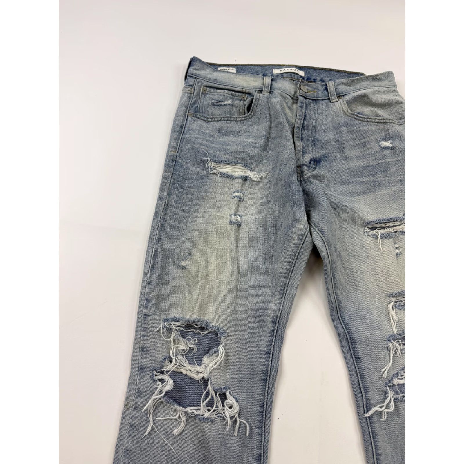 Pacsun VINTAGE PacSun Jeans Mens 32x29 Light Blue Relaxed Distressed Denim Size US 32 / EU 48 - 2 Thumbnail