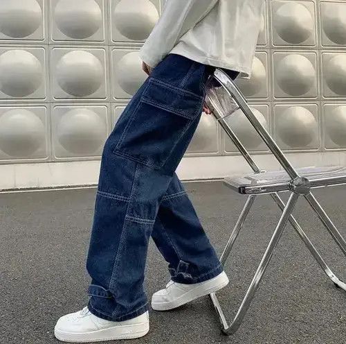Japanese Brand Blue Color Straight Baggy Denim Pants Size US 29 - 1 Thumbnail