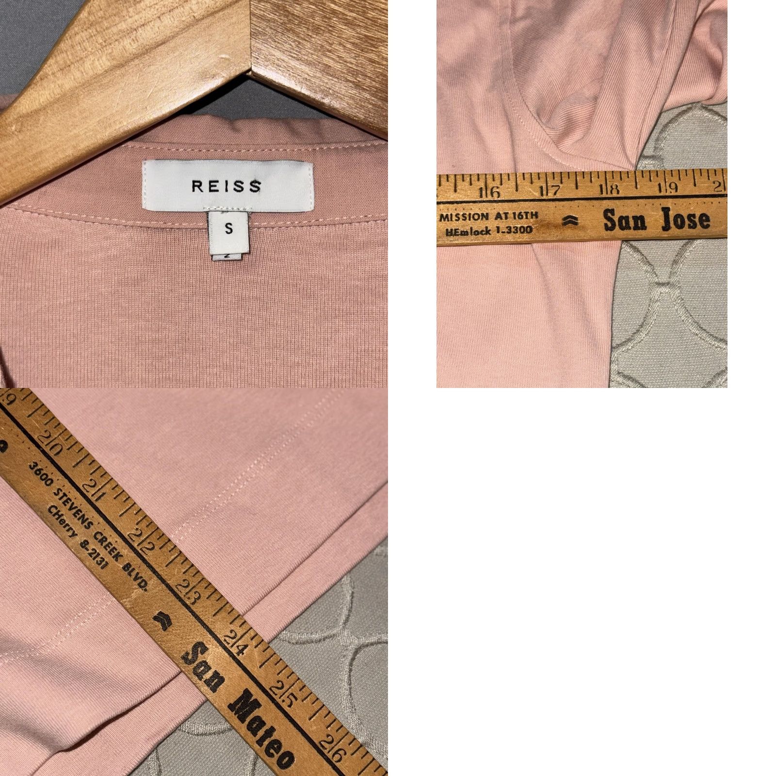 Reiss VINTAGE Reiss Shirt Womens Small Pink Blush Collared Deep V Plunge Long Sleeve Top Size S / US 4 / IT 40 - 8 Thumbnail