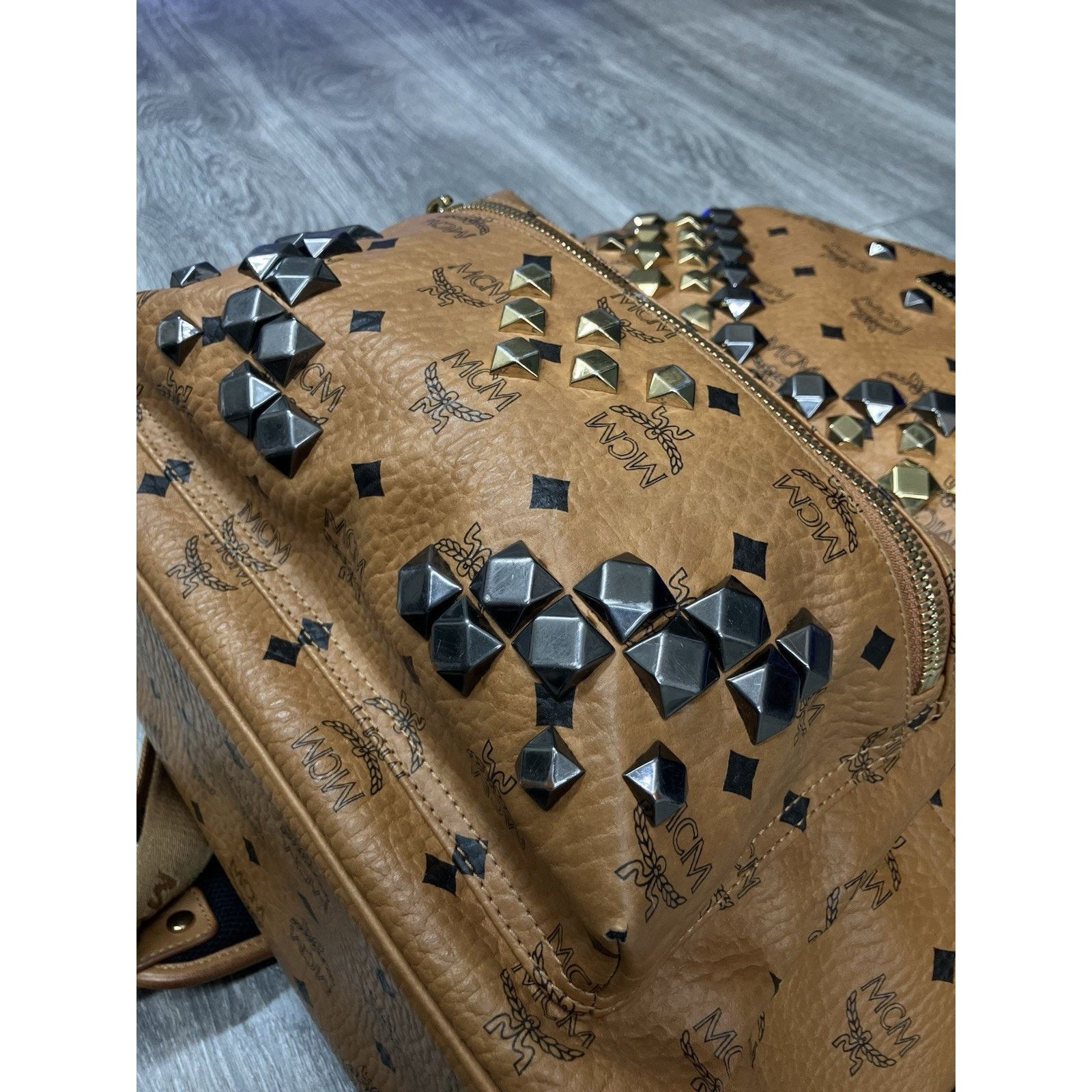 MCM MCM Cognac Stark " M " Studded Backpack | GREAT CONDITION! Size ONE SIZE - 7 Thumbnail