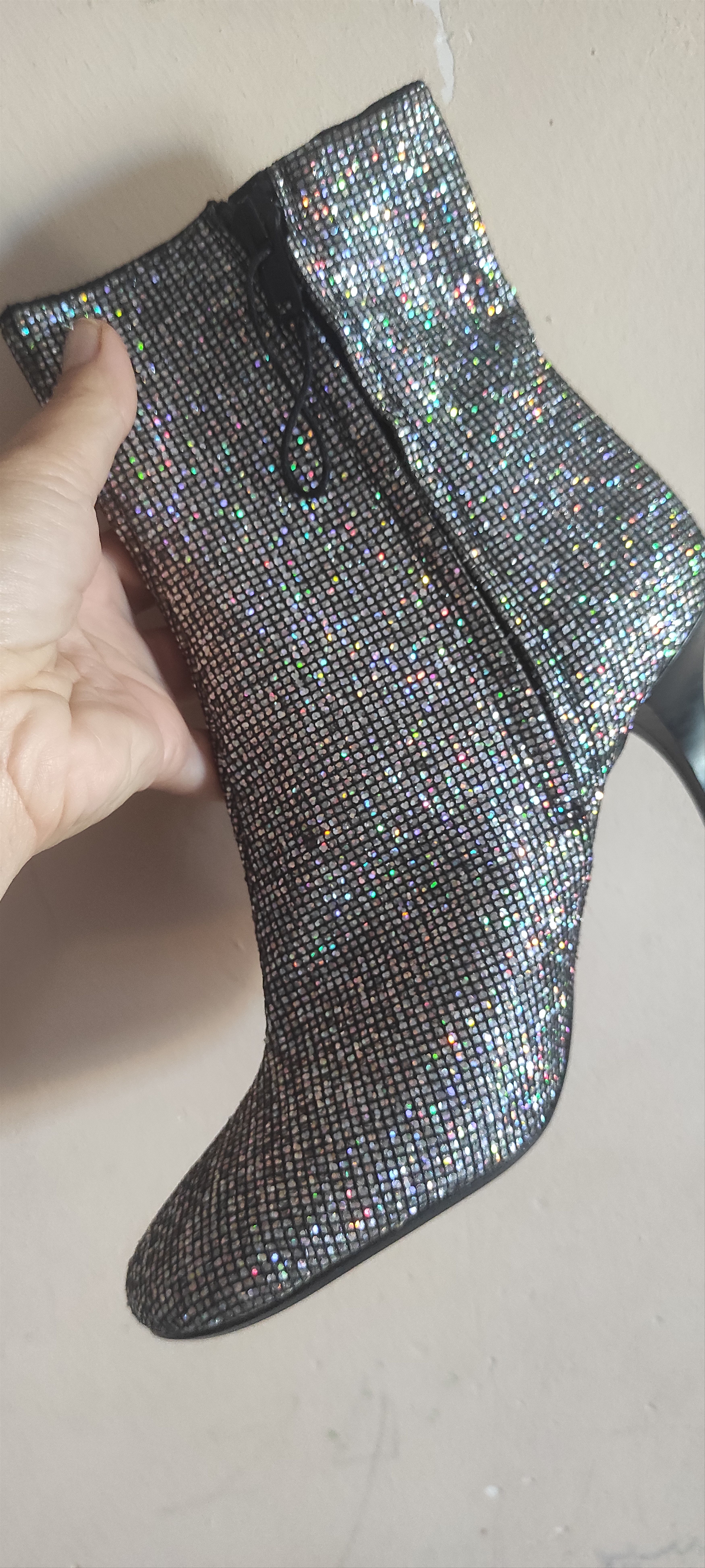Zara Zara Glitter Heels Silver Ankle Metallic Sparkly Booties Size US 6.5 / IT 36.5 - 9 Thumbnail