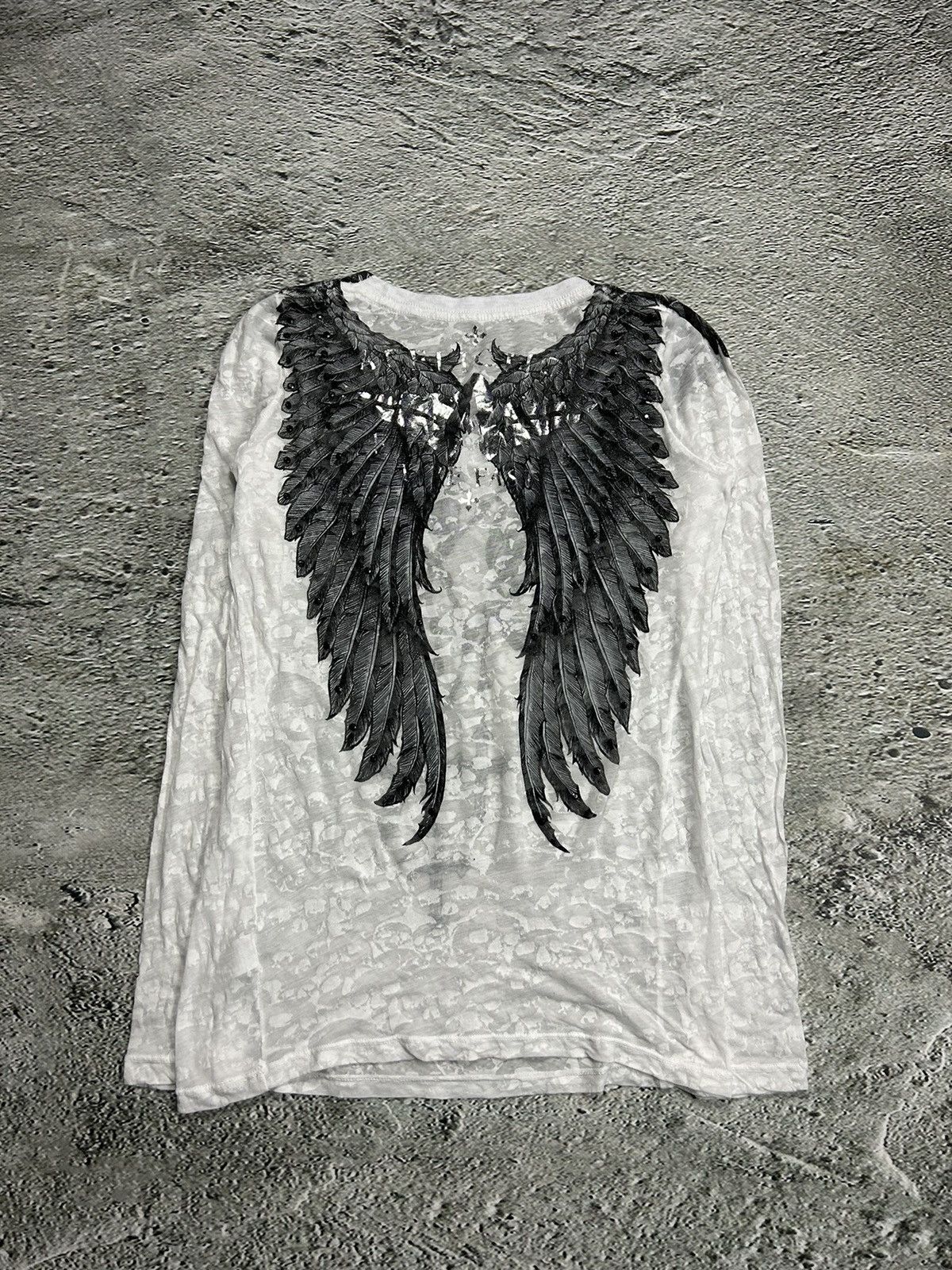 Affliction × Vintage Affliction Vintage Y2K Longsleeve white big logo Size M / US 6-8 / IT 42-44 - 5 Thumbnail