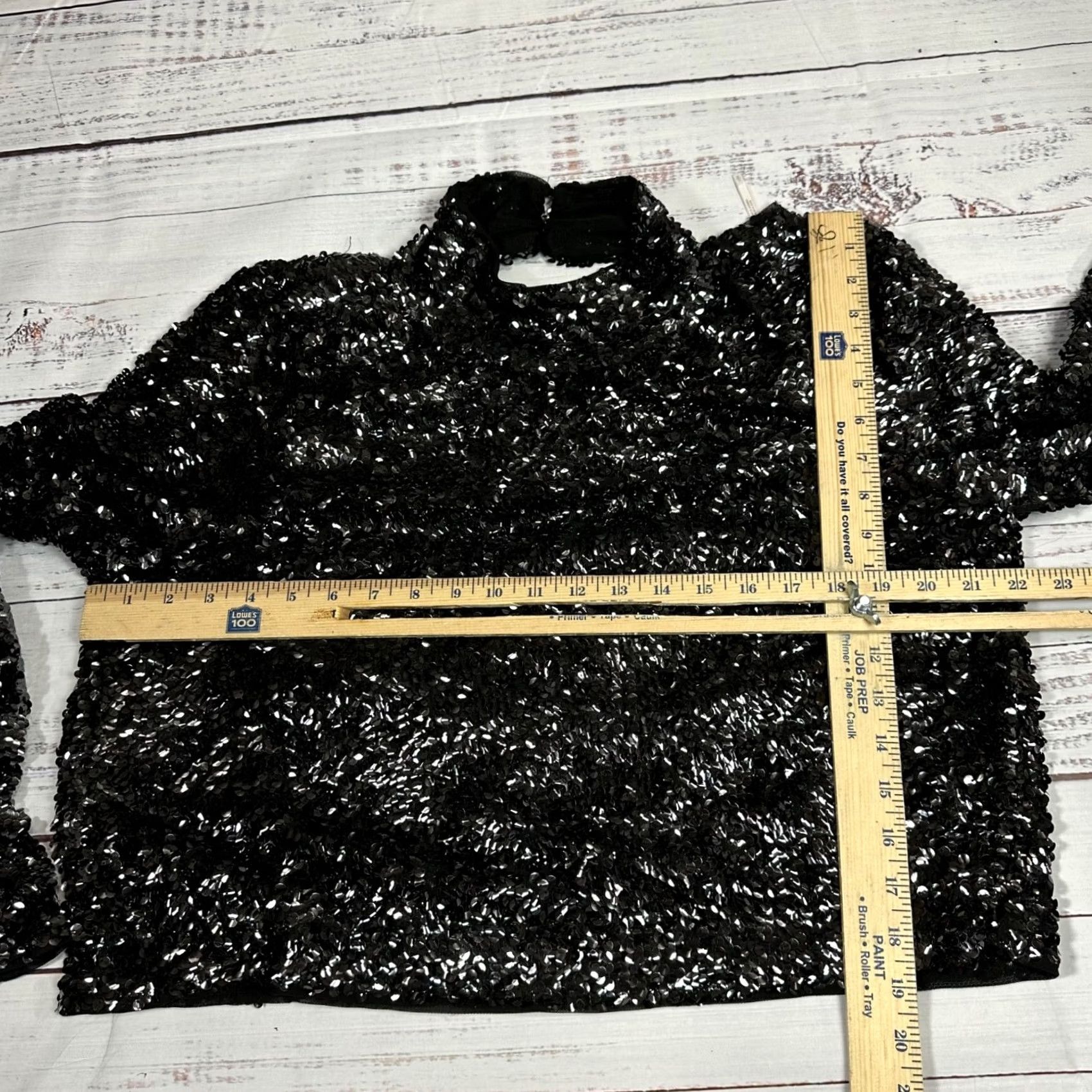Free People Free People Womens Sequined Cropped Top Long Sleeve Black Size L Back Cutout Size L / US 10 / IT 46 - 2 Thumbnail