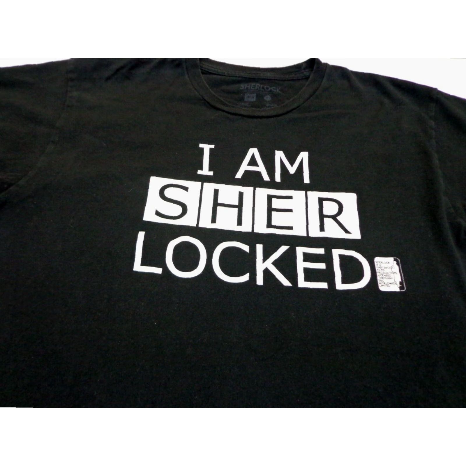 Vintage BBC Sherlock I AM SHERLOCKED Black T-Shirt Mens Large L Crew Neck Short Sleeve 100% Cotton Shirt Size US L / EU 52-54 / 3 - 2 Thumbnail