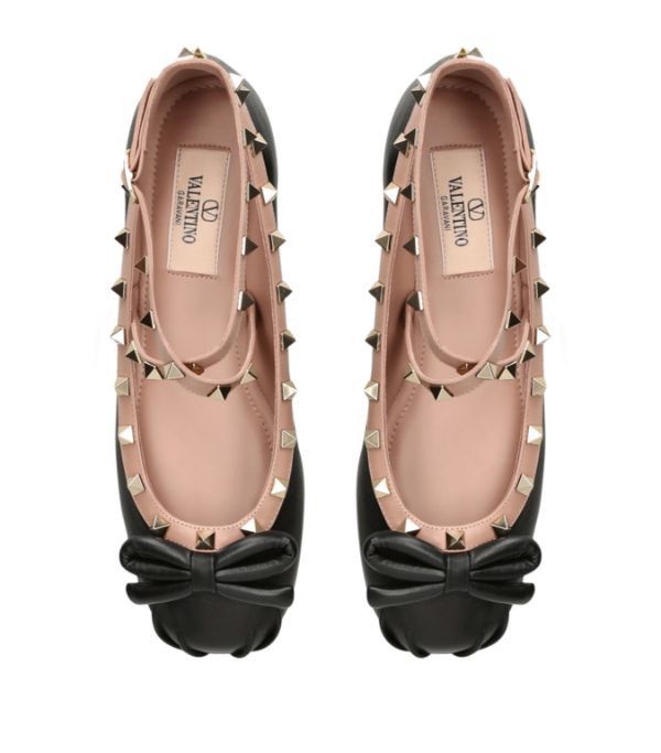 Valentino o1s22i1n0924 Silk Rockstud Ballet Flats in Black Size US 9 / IT 39 - 3 Thumbnail