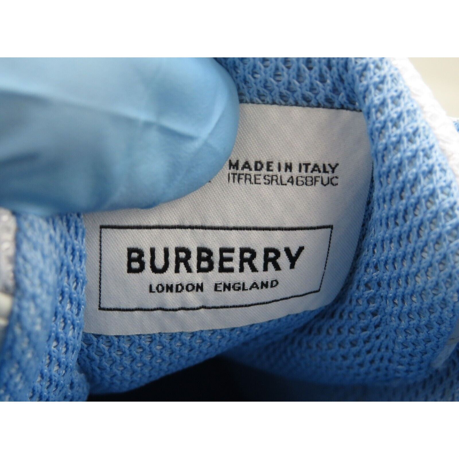 Burberry SEAN WHITE SUEDE MESH PALE BLUE LOGO LOW SNEAKERS 41 US 8 Size US 8 / EU 41 - 13 Thumbnail