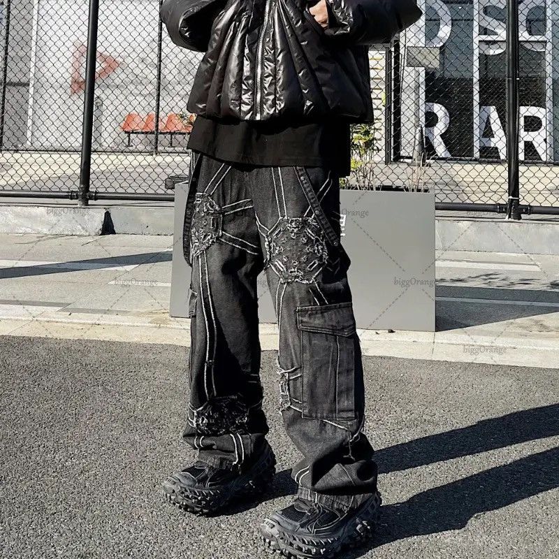 Japanese Brand × Vintage Spider splicing baggy jeans pants hip hop loose straight Size US 32 / EU 48 - 7 Thumbnail