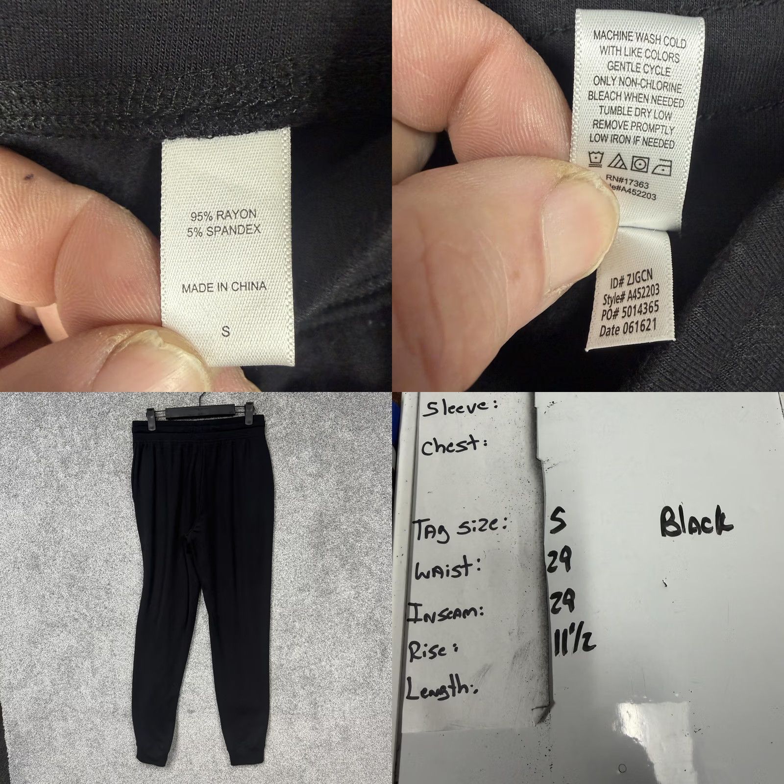 Vintage Koolaburra by UGG Jogger Pants S Black Women's Jersey with Pockets Elastic Waist Cuffed Tapered Inseam 29" Lounge Travel Size 28" / US 6 / IT 42 - 8 Thumbnail