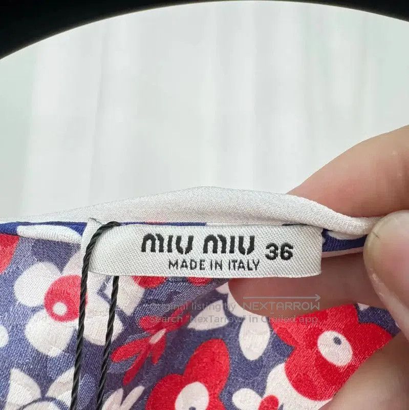 Miu Miu Miu Miu Floral Silk Blend Short Sleeve Dress . Size S / US 4 / IT 40 - 5 Thumbnail