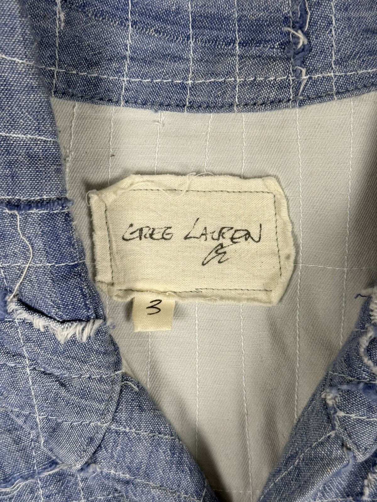 Greg Lauren Chambray Stitchwork Shawl Collar Boxy Size US L / EU 52-54 / 3 - 7 Thumbnail