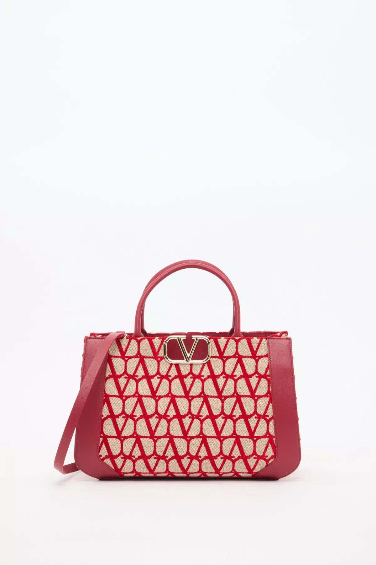 Valentino oc11z0725 Size:OS/Medium Toile Iconographe Handbag in Red Size ONE SIZE - 1 Thumbnail