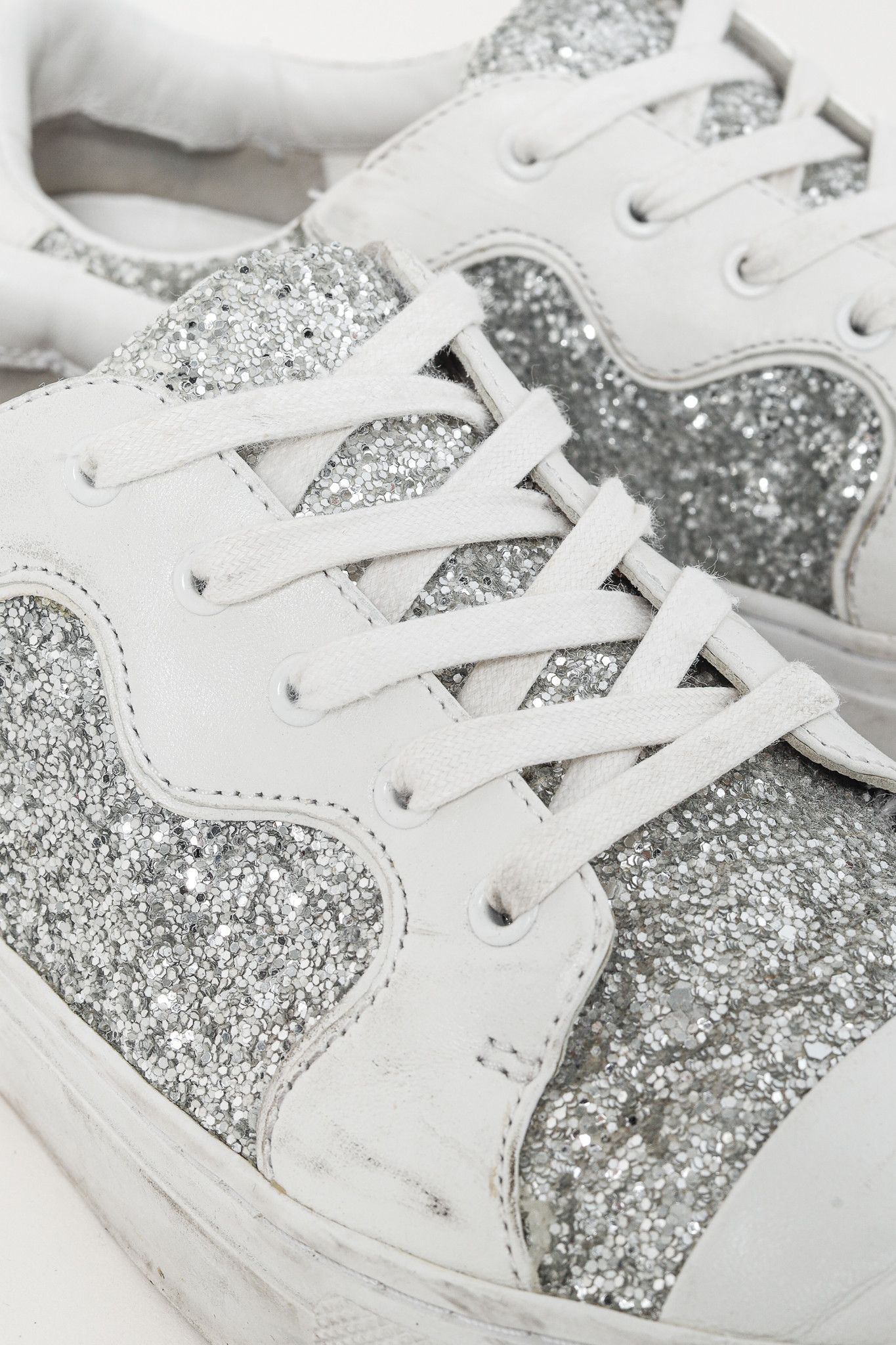 Tory Burch Tory Burch Milo Lace-Up Leather Silver-Glitter Sneakers Size US 7.5 / IT 37.5 - 6 Thumbnail