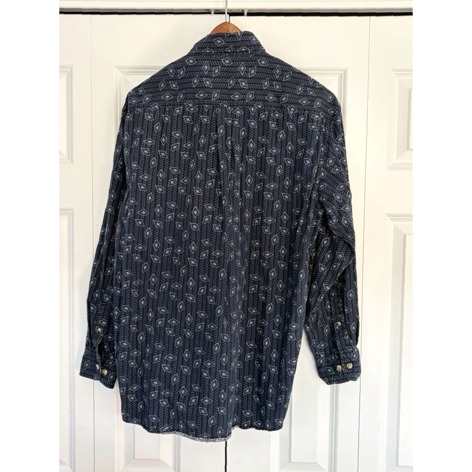 Vintage VINTAGE St. Johns Bay Shirt Mens Button-Down Long Sleeve 90s Blue Geometric Cotton Regular M Size US M / EU 48-50 / 2 - 2 Thumbnail